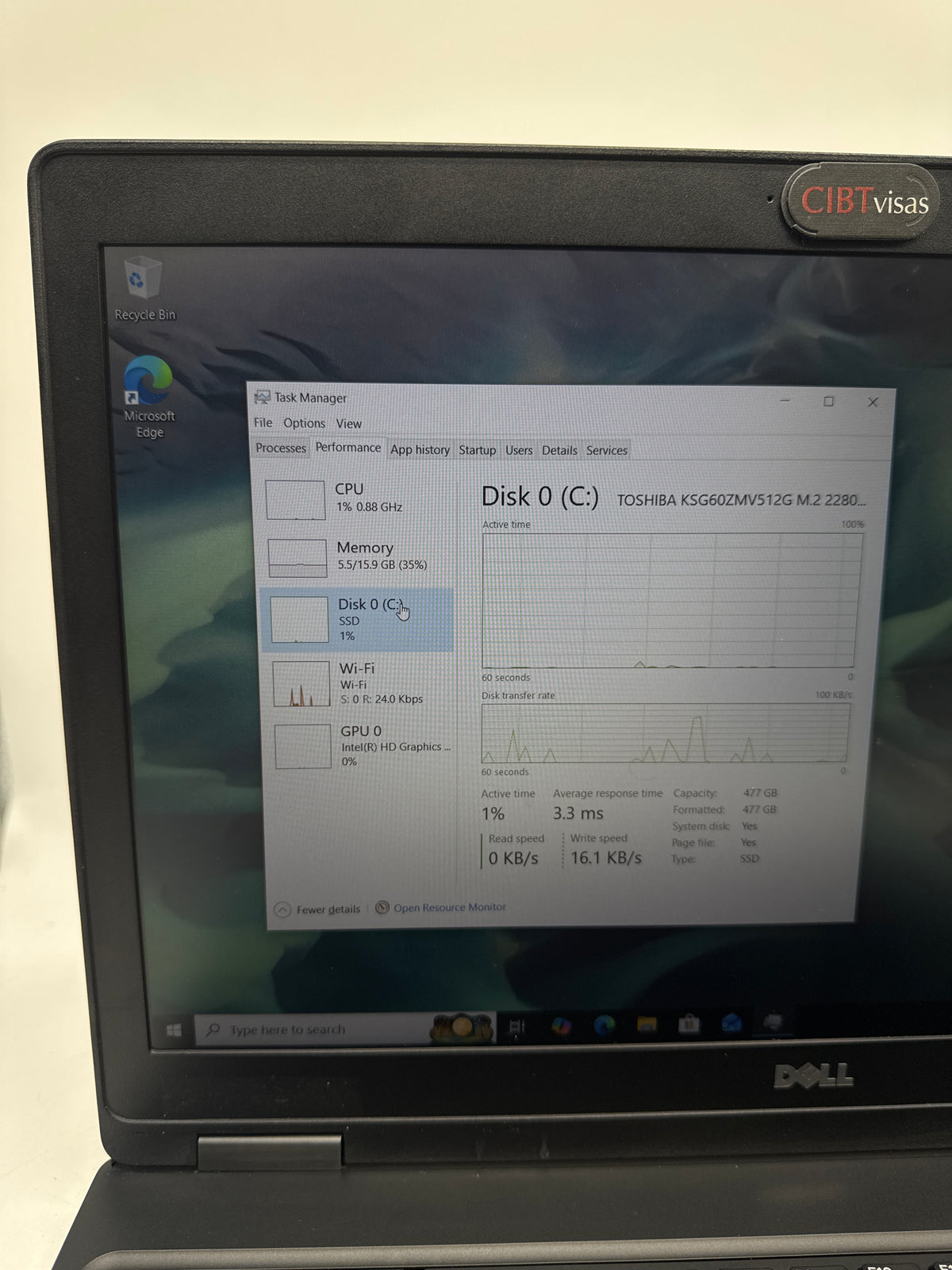 Dell Latitude 5580 15.6" Core i5-6440HQ 16GB RAM 512GB SSD - Service Battery