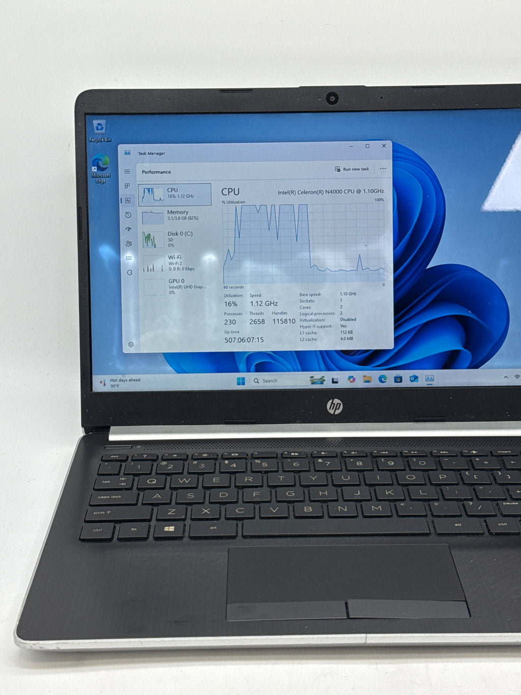 HP Laptop 14-df0018wm Celeron N4000 4GB RAM 64GB SD - For Parts Bad LCD