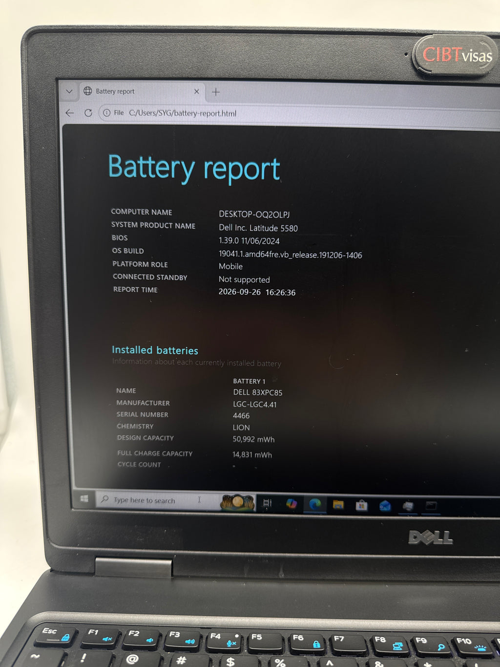 Dell Latitude 5580 15.6" Core i5-6440HQ 16GB RAM 512GB SSD - Service Battery