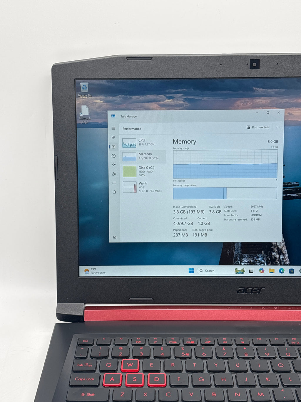 Acer Nitro 5 N17C1 15.6" i5-8300H 8GB RAM 1TB HDD GTX 1050