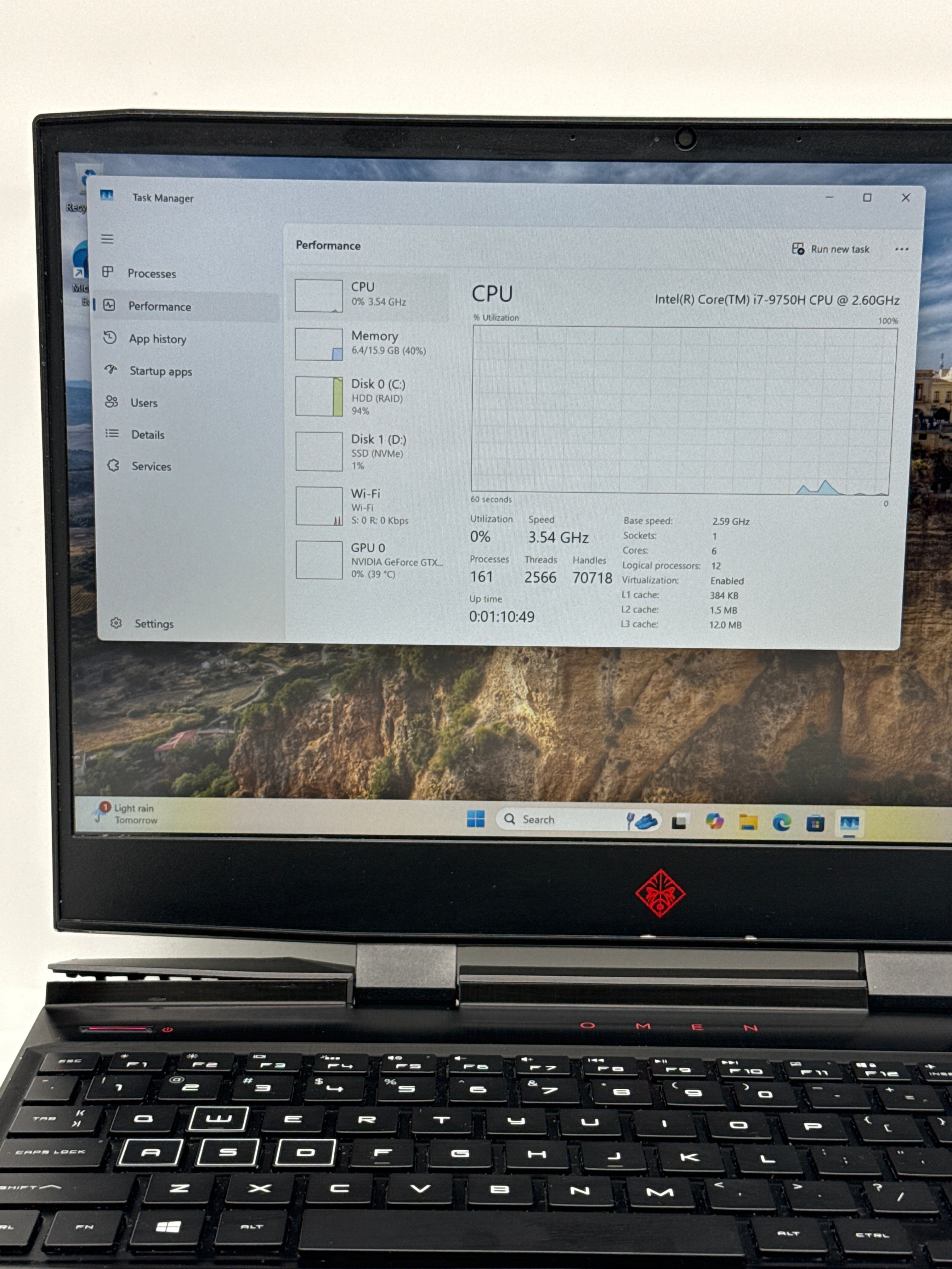 HP Omen 15-DC1054NR i7-9750H 16GB RAM 1TB HDD GTX 1660 Ti - For Parts (READ)