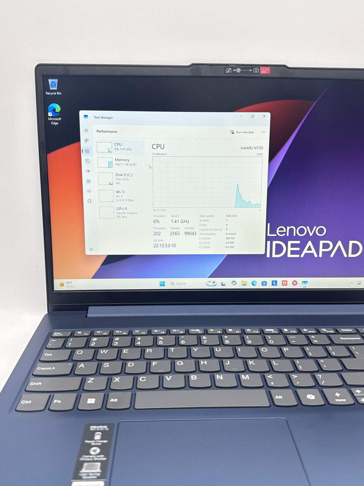 Lenovo IdeaPad Slim 3 15ITN9 Intel N150 8GB RAM 128GB SSD 15in Blue - Used