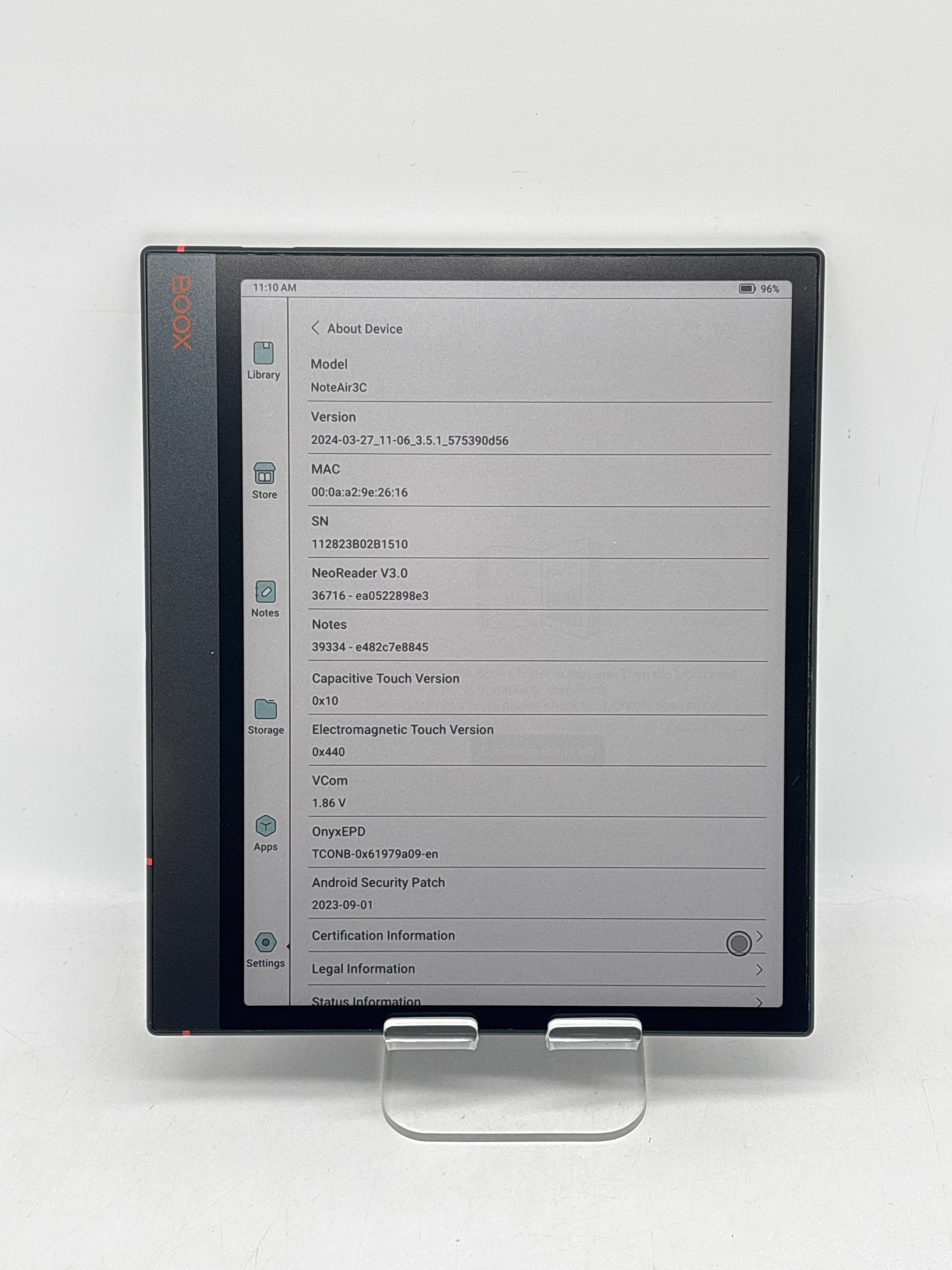 BOOX Note Air3 C 10.3" Color E Ink 4GB RAM 64GB Wi-Fi - Slightly bent