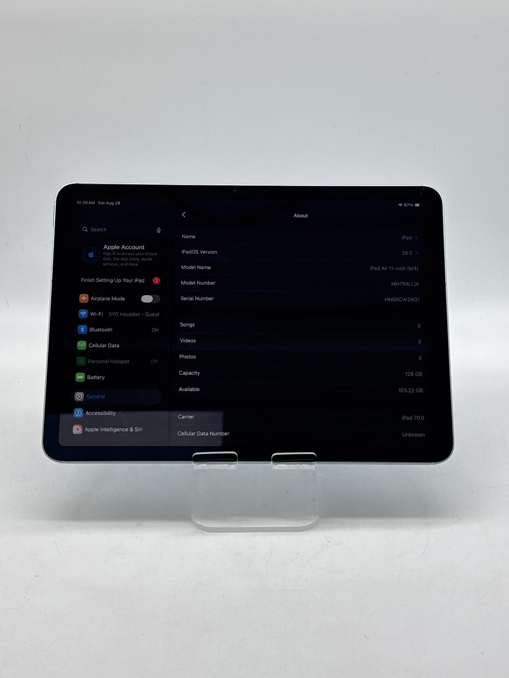 Apple iPad Air 11" M4 A3460 128GB Wi-Fi+Cellular Unlocked Blue Used w/ Box