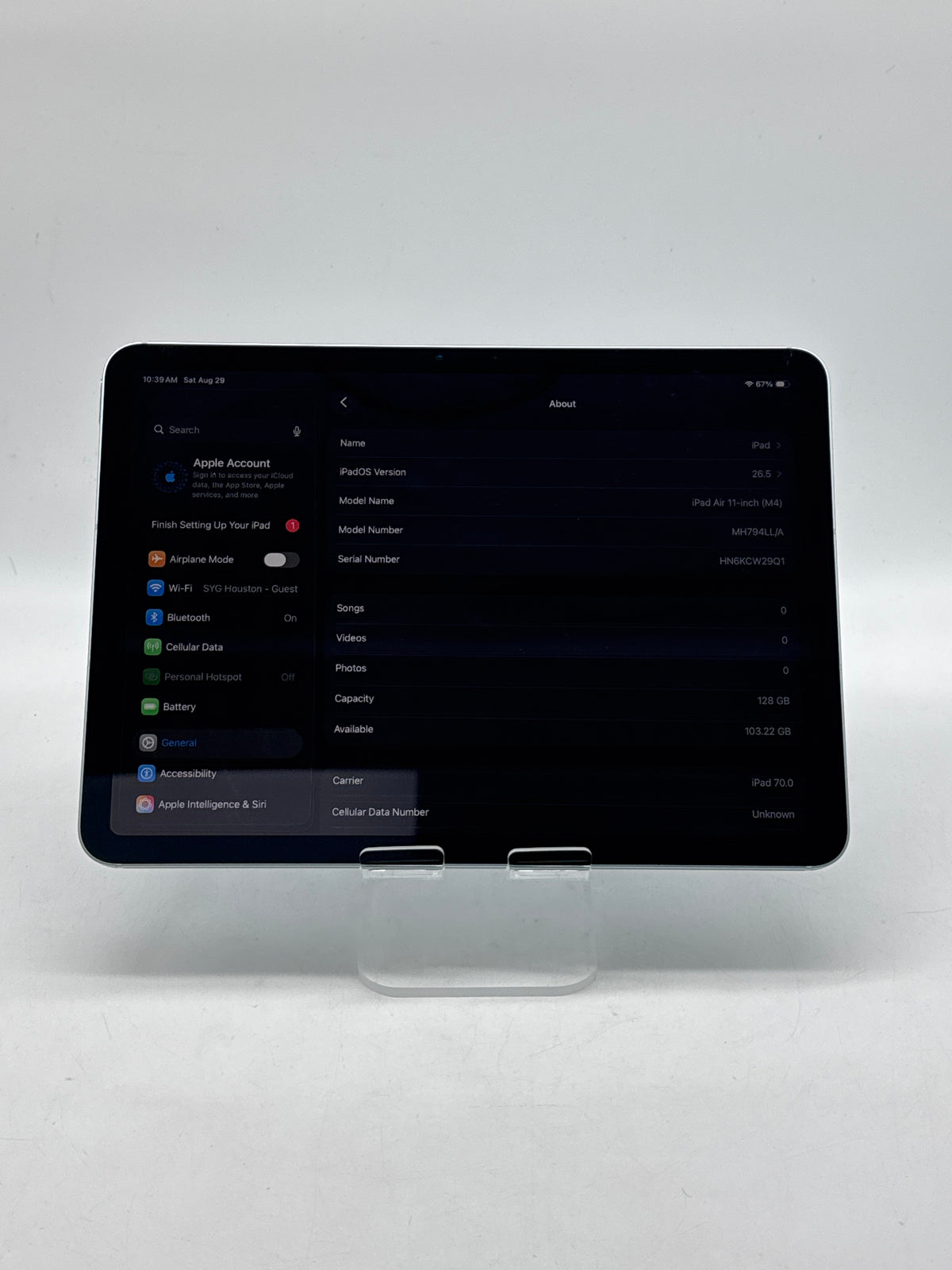 Apple iPad Air 11" M4 A3460 128GB Wi-Fi+Cellular Unlocked Blue Used w/ Box