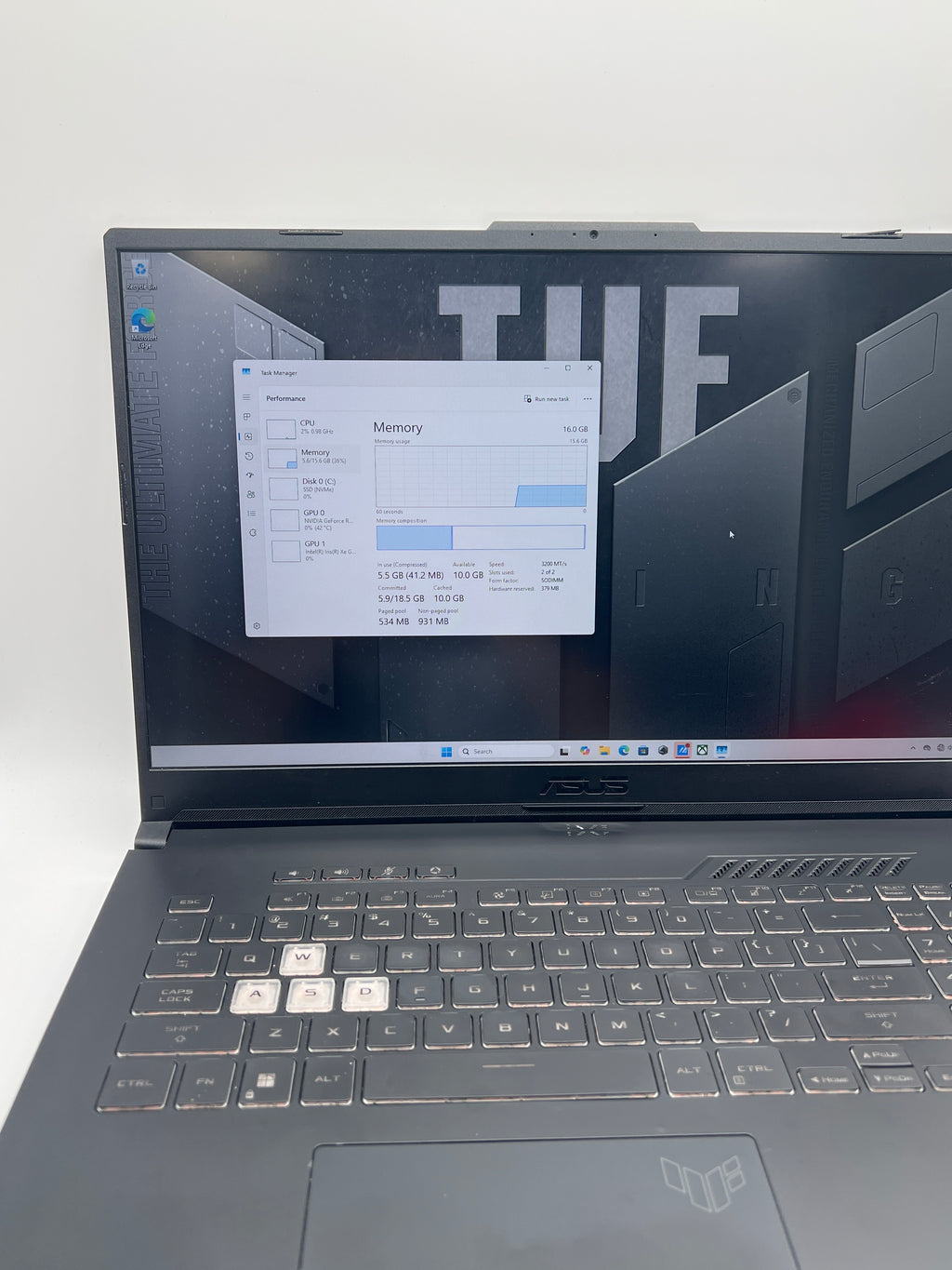 Asus TUF F17 FX707Z i5-1200H 16GB RAM 512GB SSD RTX 3050 - For Part (READ)