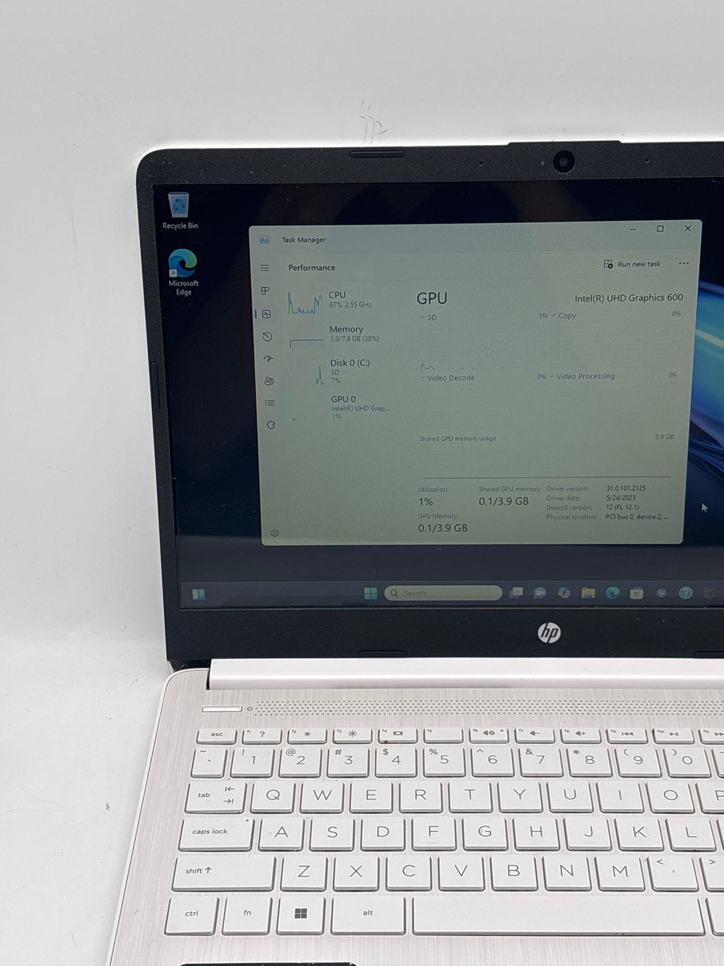HP 14-dq0052dx 14" Intel Celeron N4120 8GB RAM 64GB SSD White - Used