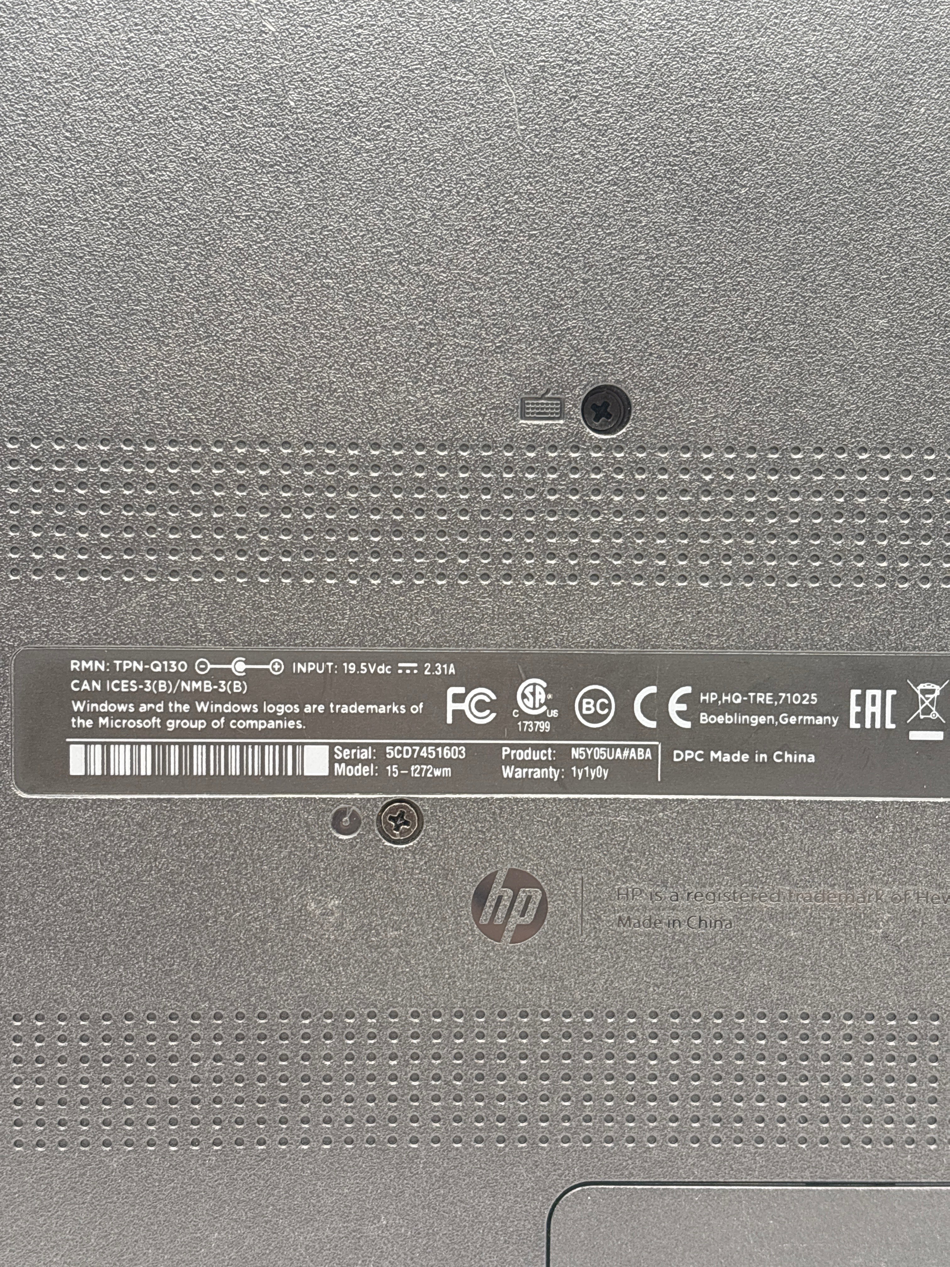 HP 15-f272wm N3540 4GB RAM 500GB HDD - For Parts (Read DESC)