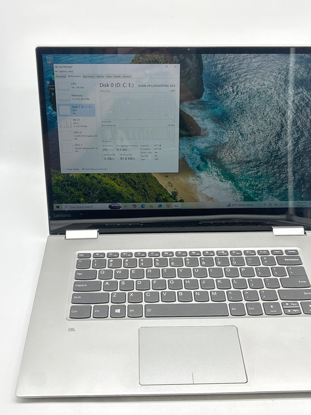 Lenovo Yoga 720-15IKB i7-7700HQ 16GB RAM 512GB SSD GTX 1050 - Used