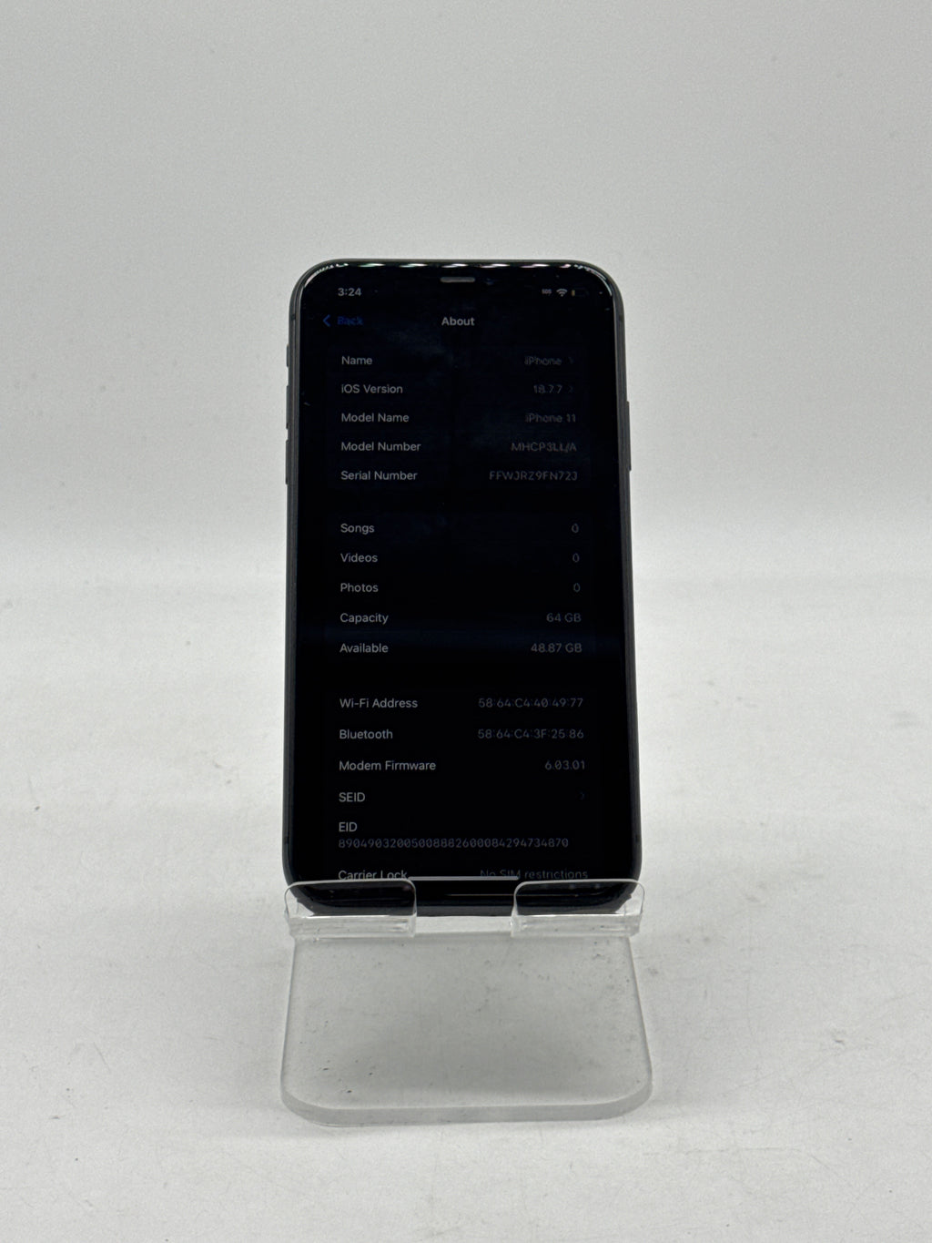 Apple iPhone 11 6.1" A2111 64GB Black Unlocked