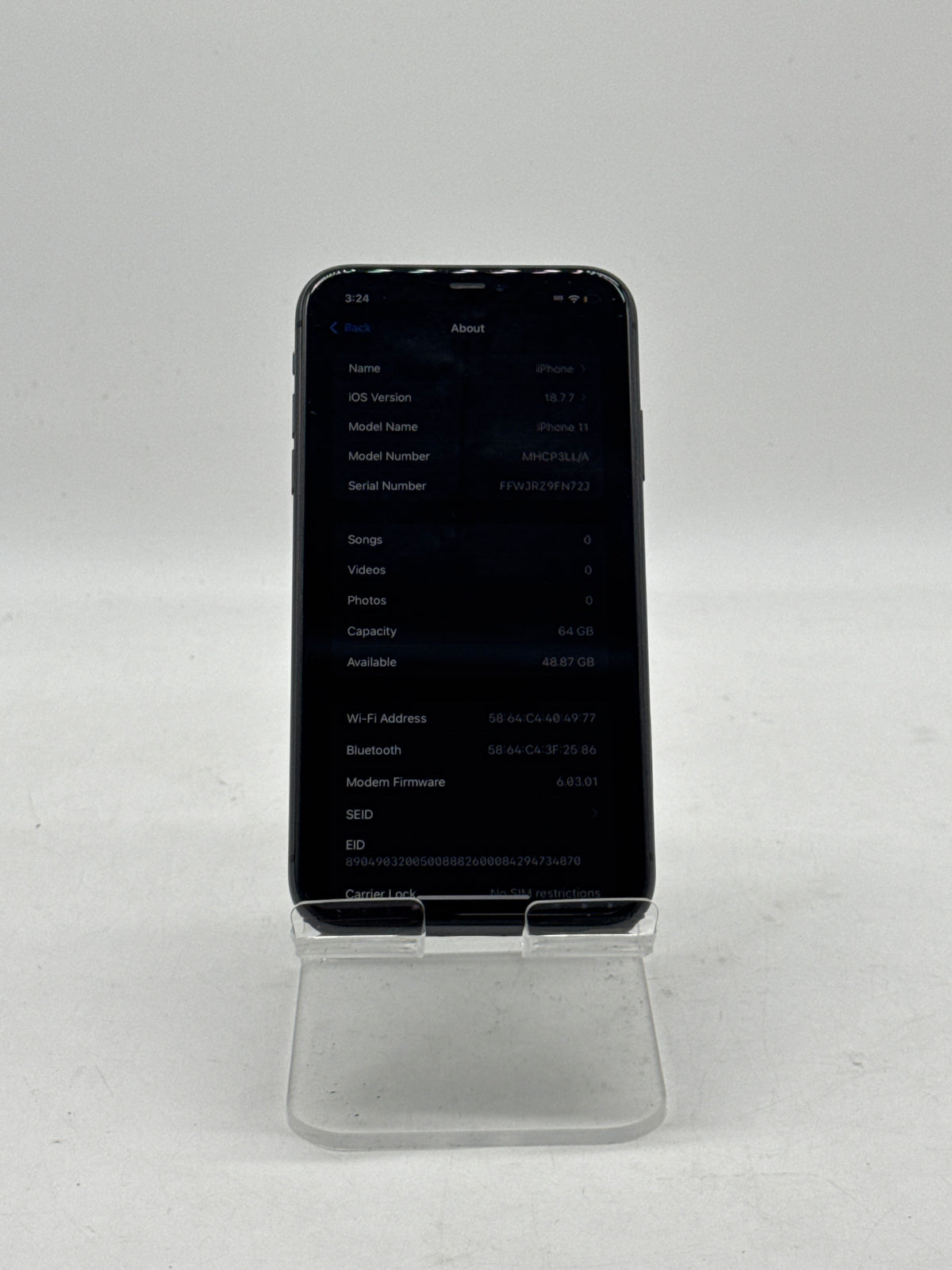 Apple iPhone 11 6.1" A2111 64GB Black Unlocked