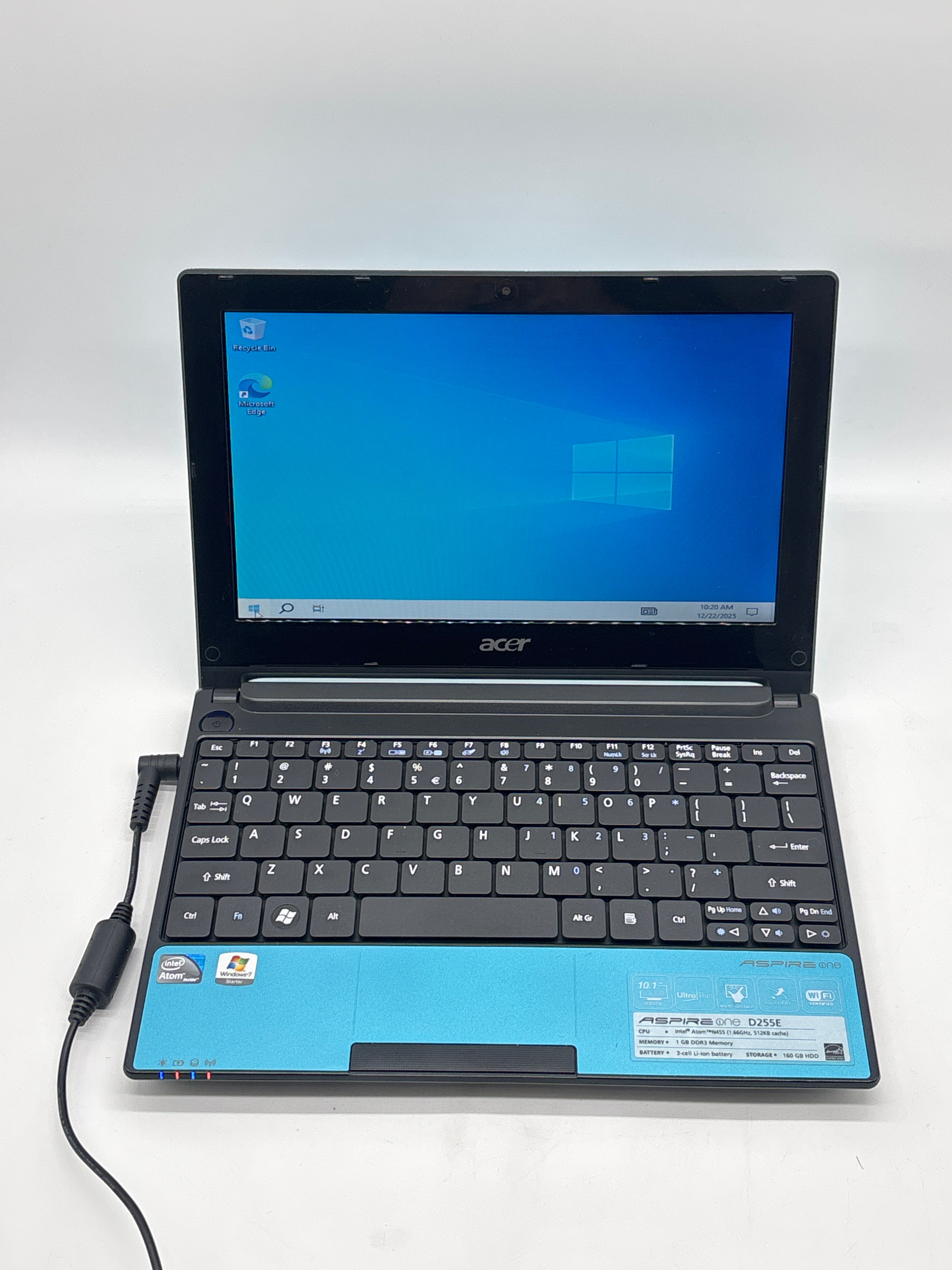 Acer Aspire One Intel Atom 1.60 GHz 1 GB RAM Blue For Parts (Read DESC)
