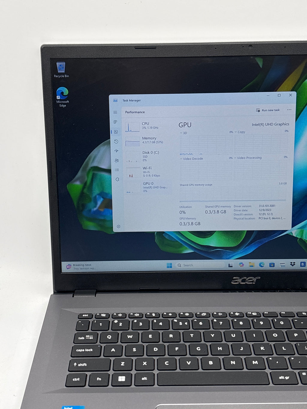 Acer Aspire 3 N23H5 15.6" Core i3-N305 8GB RAM 256GB SSD - Used