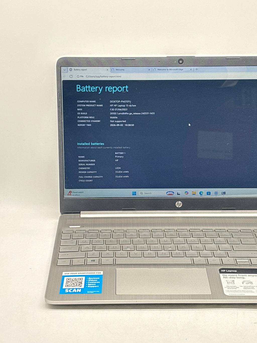 HP 15-dy1091wm 15" Intel Core i3-1005G1 8GB RAM 256GB SSD Gray - Bad Keyboard