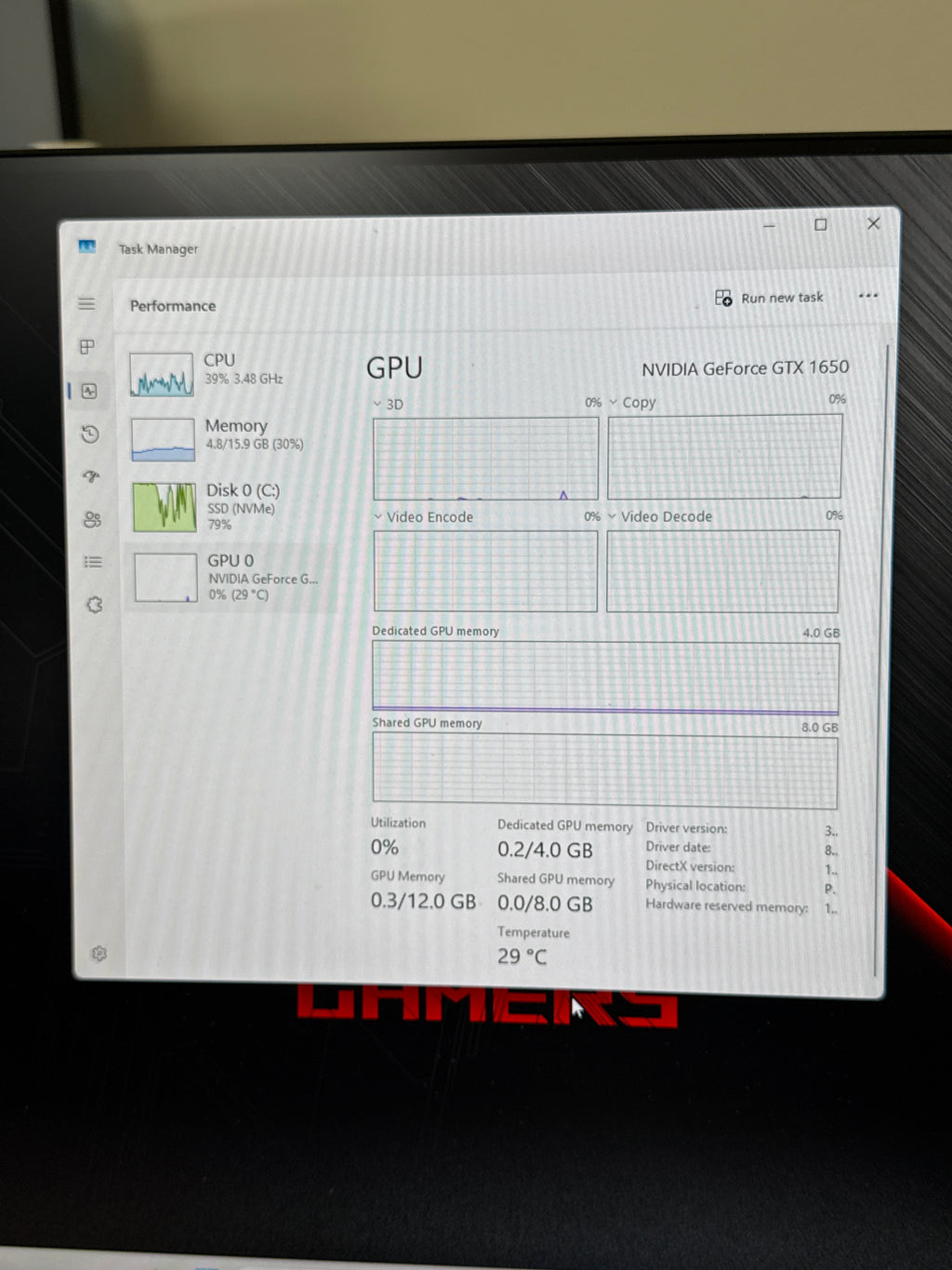ASUS ROG Strix GL10DH Ryzen 5 3400G 16GB RAM 512GB SSD GTX 1650 Win 11 - Used