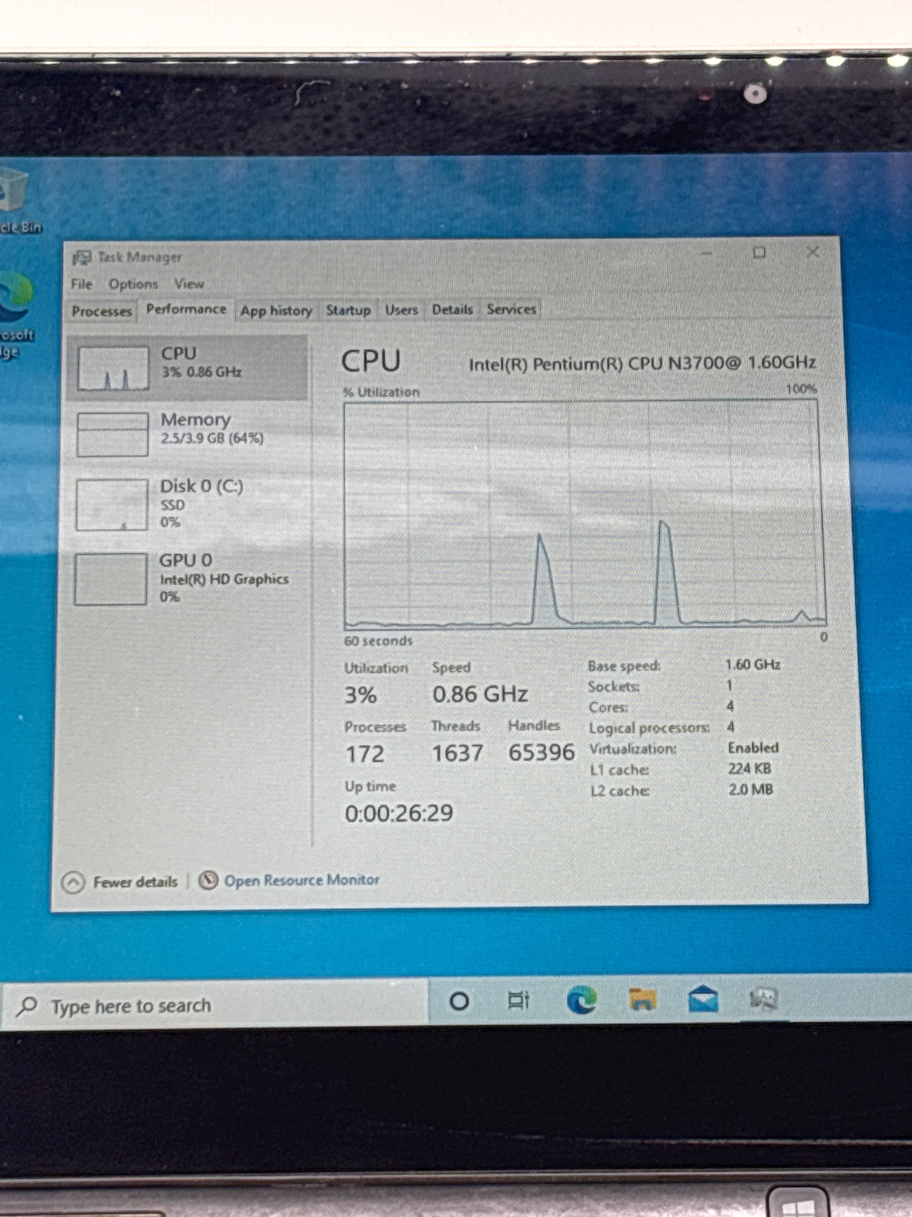 Dell Inspiron 11 3157 Gold Intel Pentium 4GB RAM 128GB HDD
