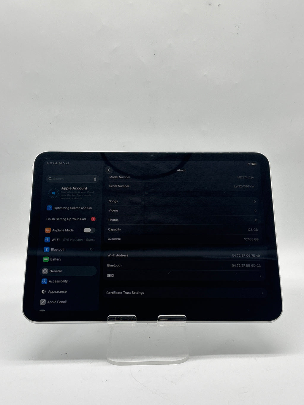 Apple iPad 11th Gen A3354 Wi-Fi 128GB Silver 10.9in Tablet - Used