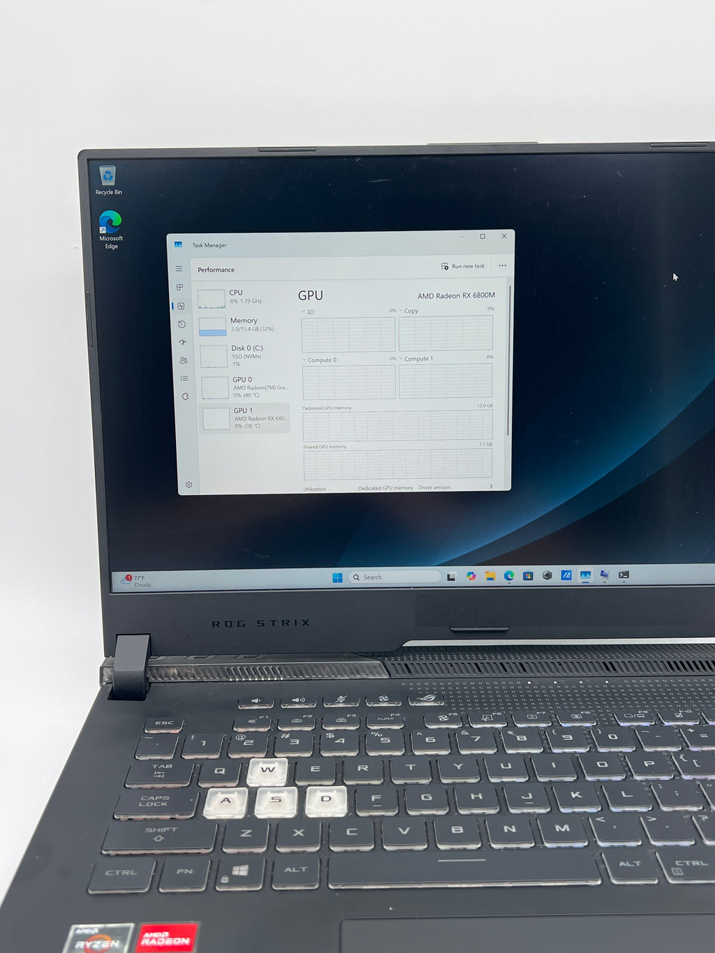 Asus ROG Strix G513QY Ryzen 9 5980HX 16GB RAM 512GB SSD Radeon RX 6800M - Used
