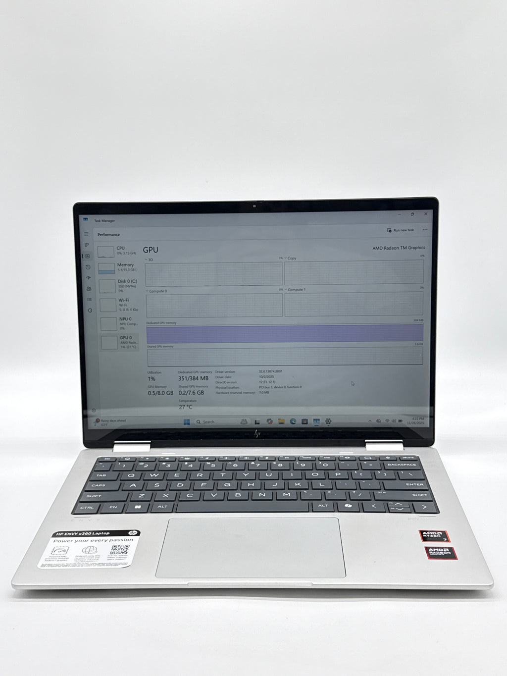HP ENVY X360 14" AMD Ryzen 7 16GB RAM 1TB SSD
