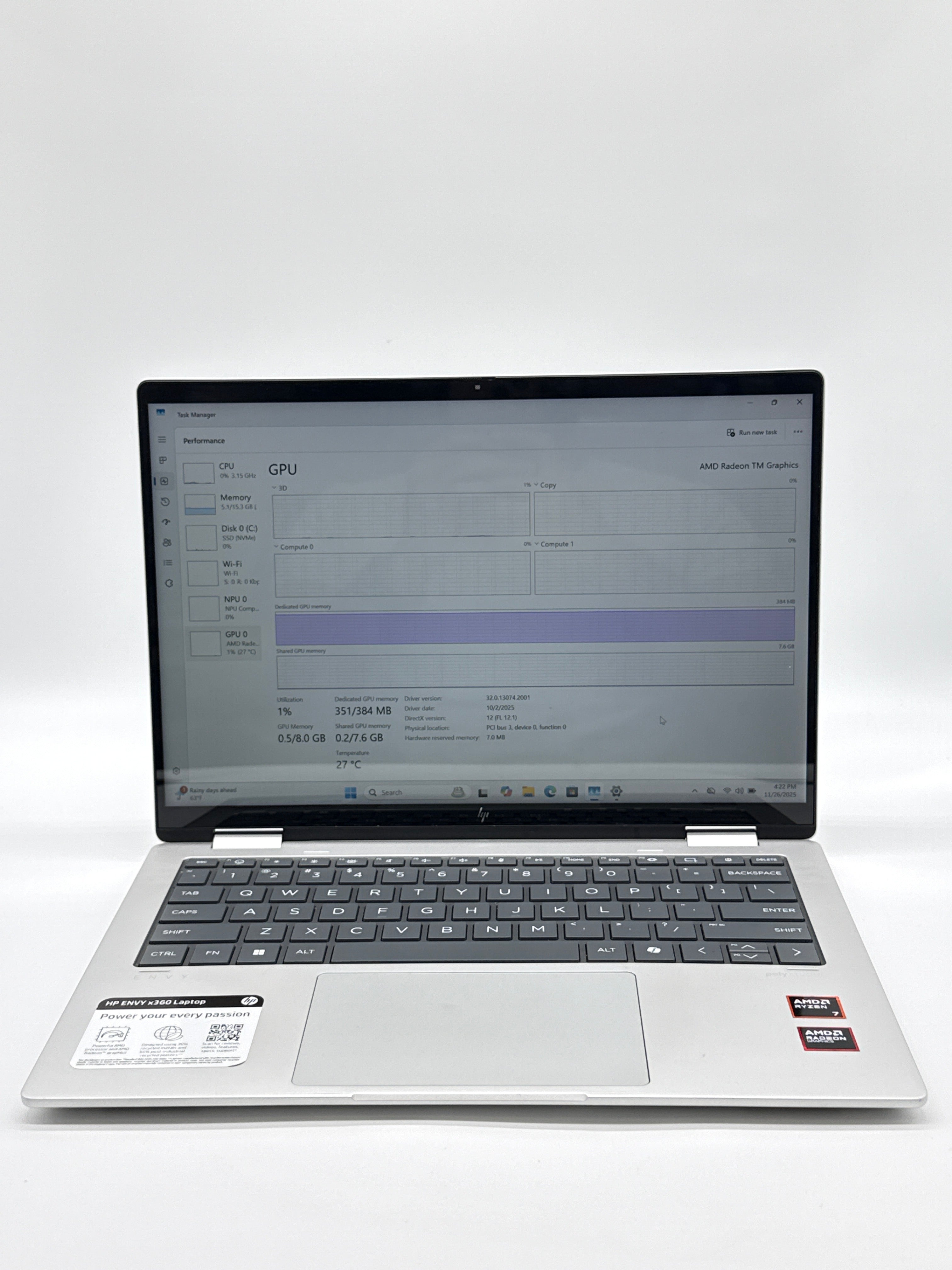 HP ENVY X360 14" AMD Ryzen 7 16GB RAM 1TB SSD