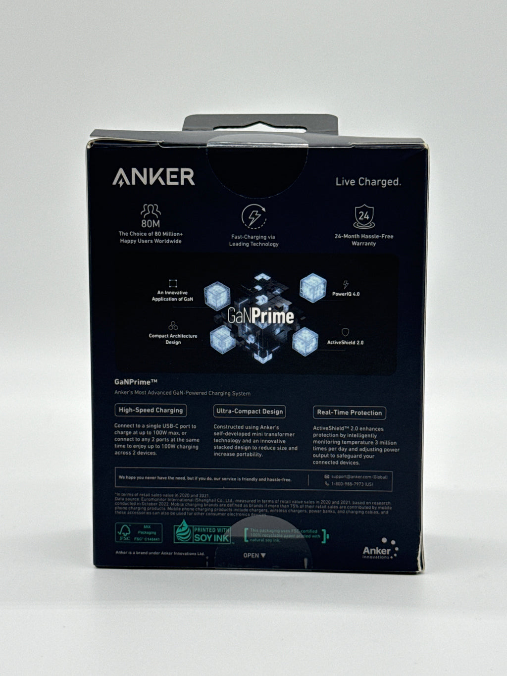Anker 100W GaNPrime Wall Charger Black 3 Ports Fast Charging New