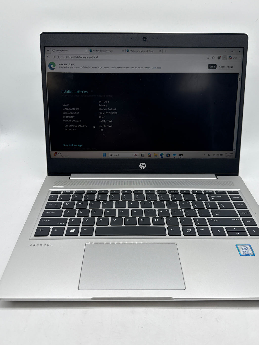 HP ProBook 440 G6 Core i7-8565U 8GB RAM 256GB SSD - Used