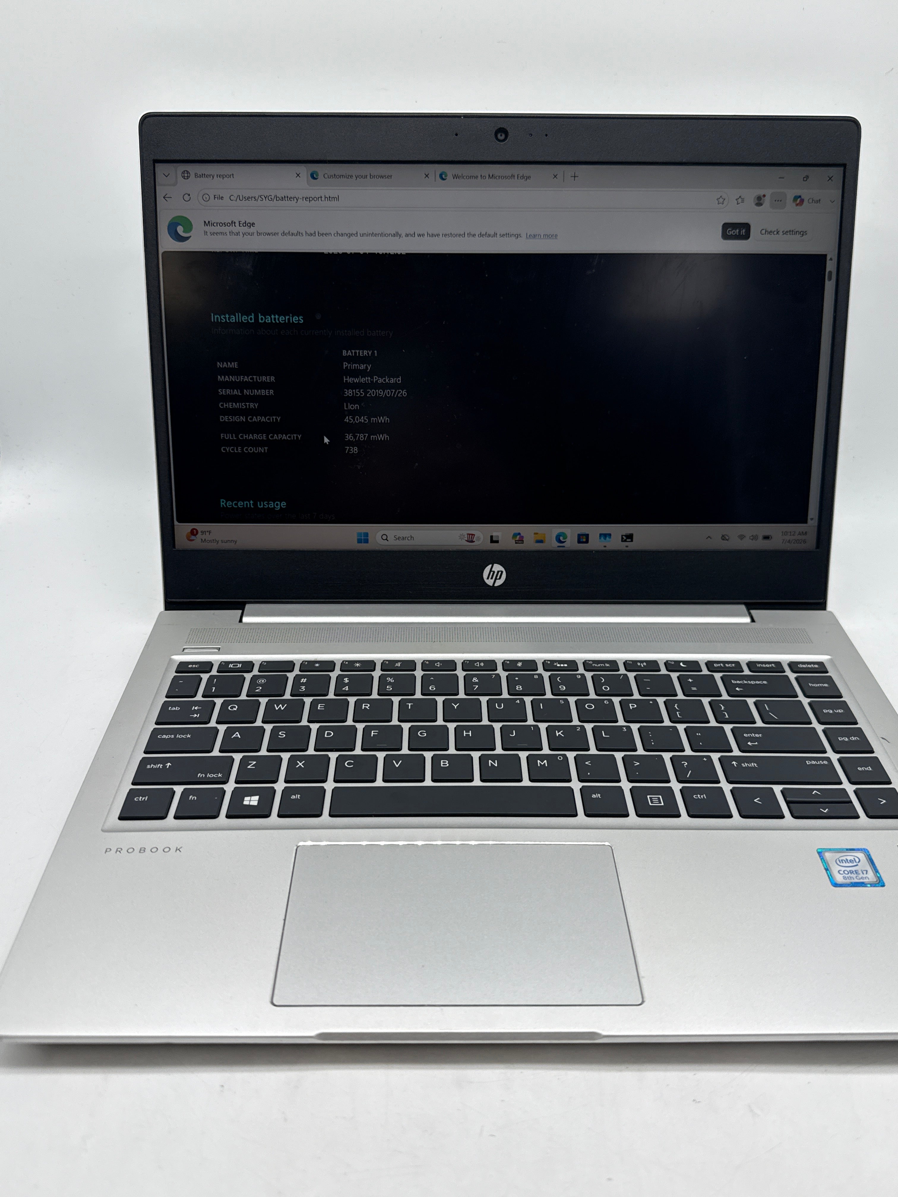 HP ProBook 440 G6 Core i7-8565U 8GB RAM 256GB SSD - Used