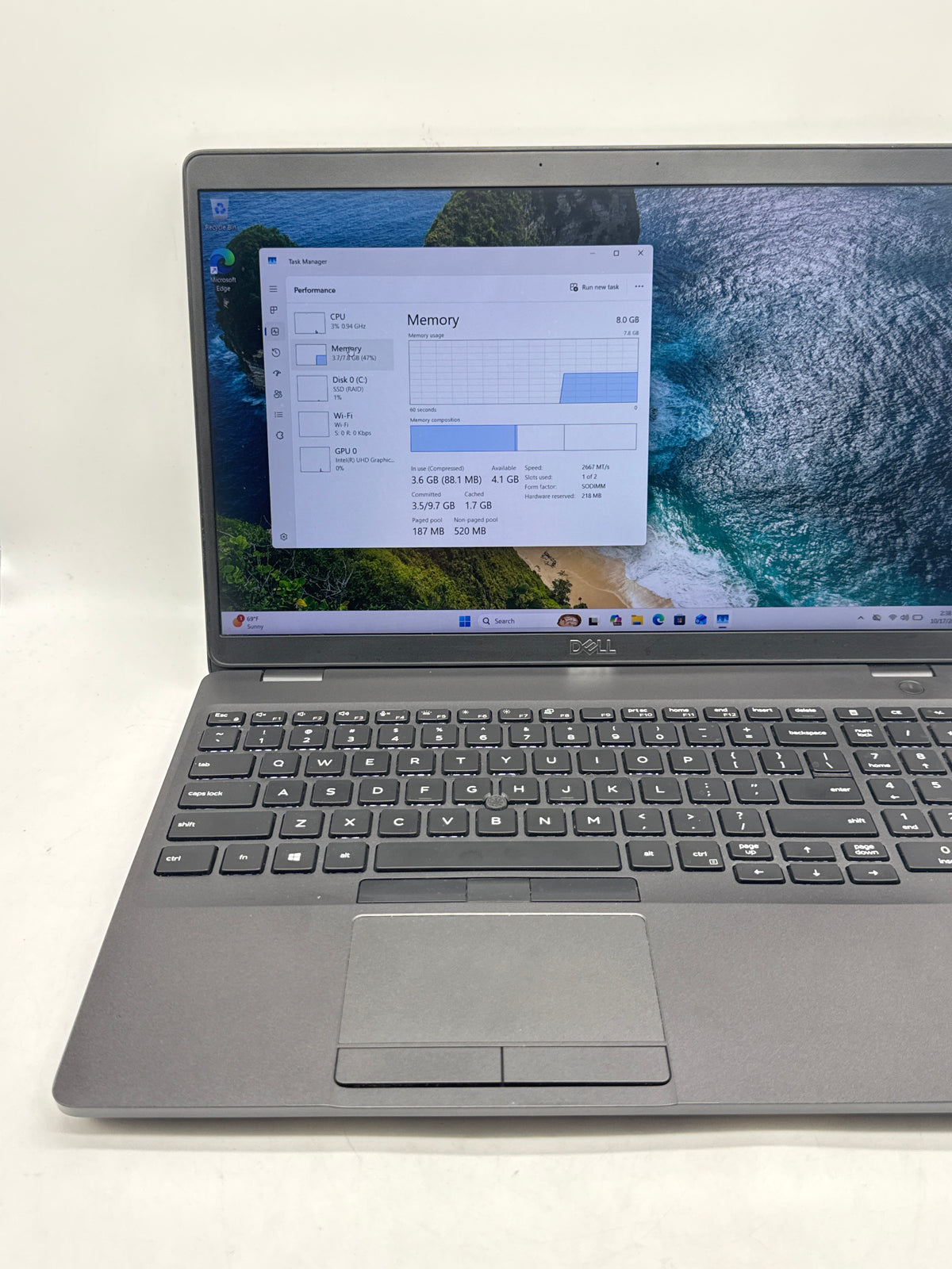 Dell Precision 3541 Core i7 9850H 8GB RAM 512GB SSD Quadro P620 15.6in - Used