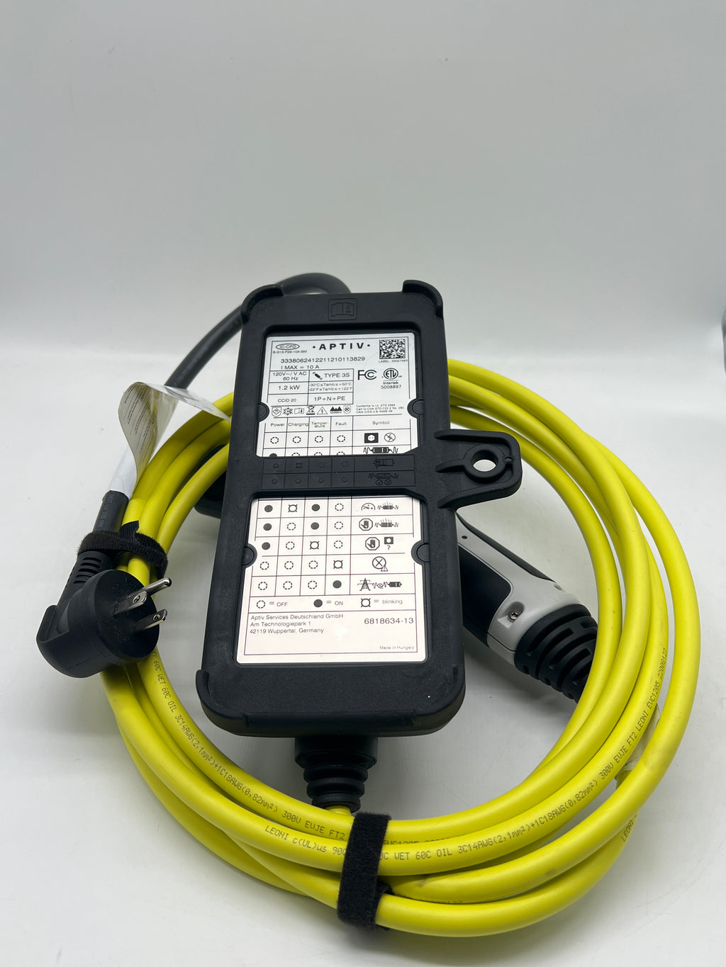 Aptiv J1772 Level 1 EV Charging Cable 120V Portable Yellow - Used