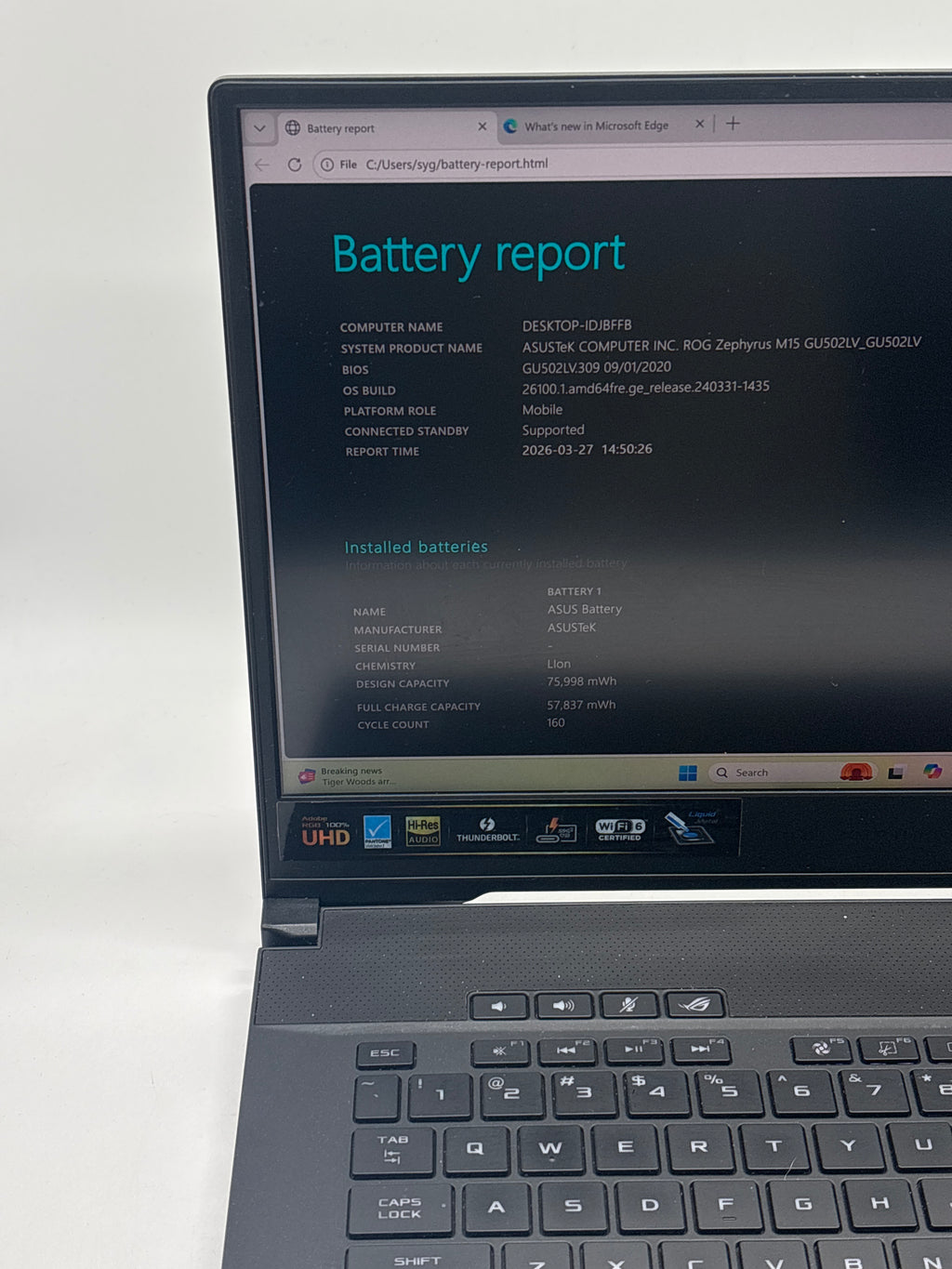 Asus GU502L i7-10750H 16GB RAM 1TB SSD RTX 2060