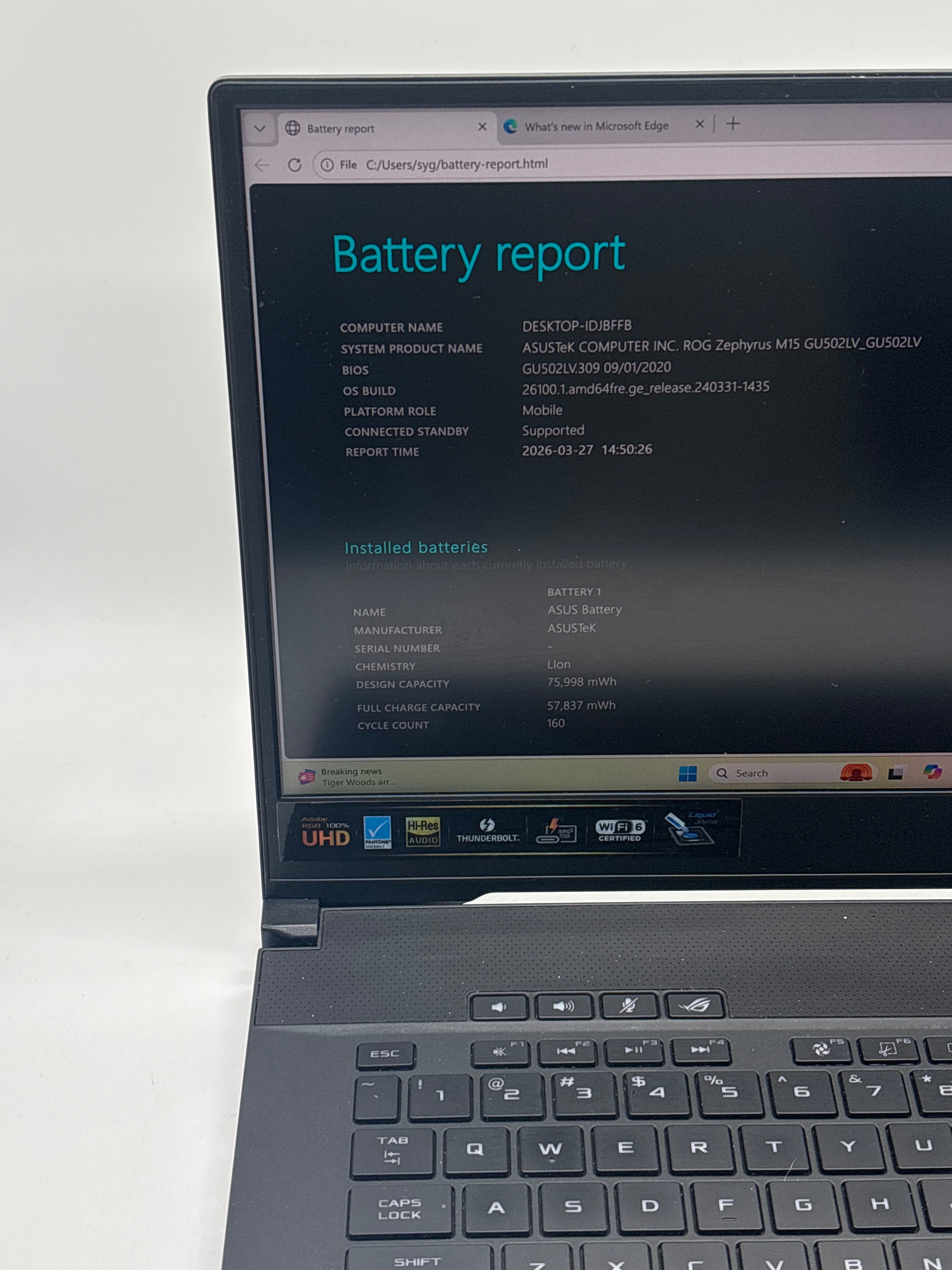 Asus GU502L i7-10750H 16GB RAM 1TB SSD RTX 2060