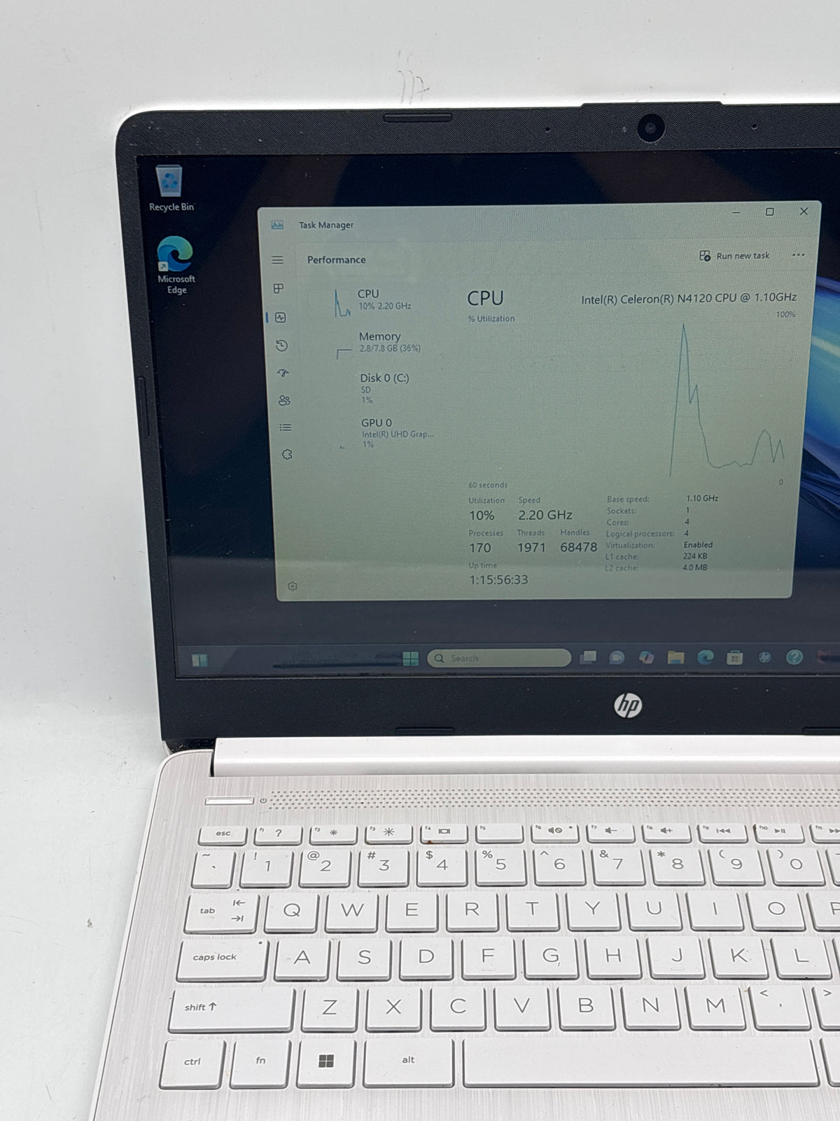 HP 14-dq0052dx 14" Intel Celeron N4120 8GB RAM 64GB SSD White - Used