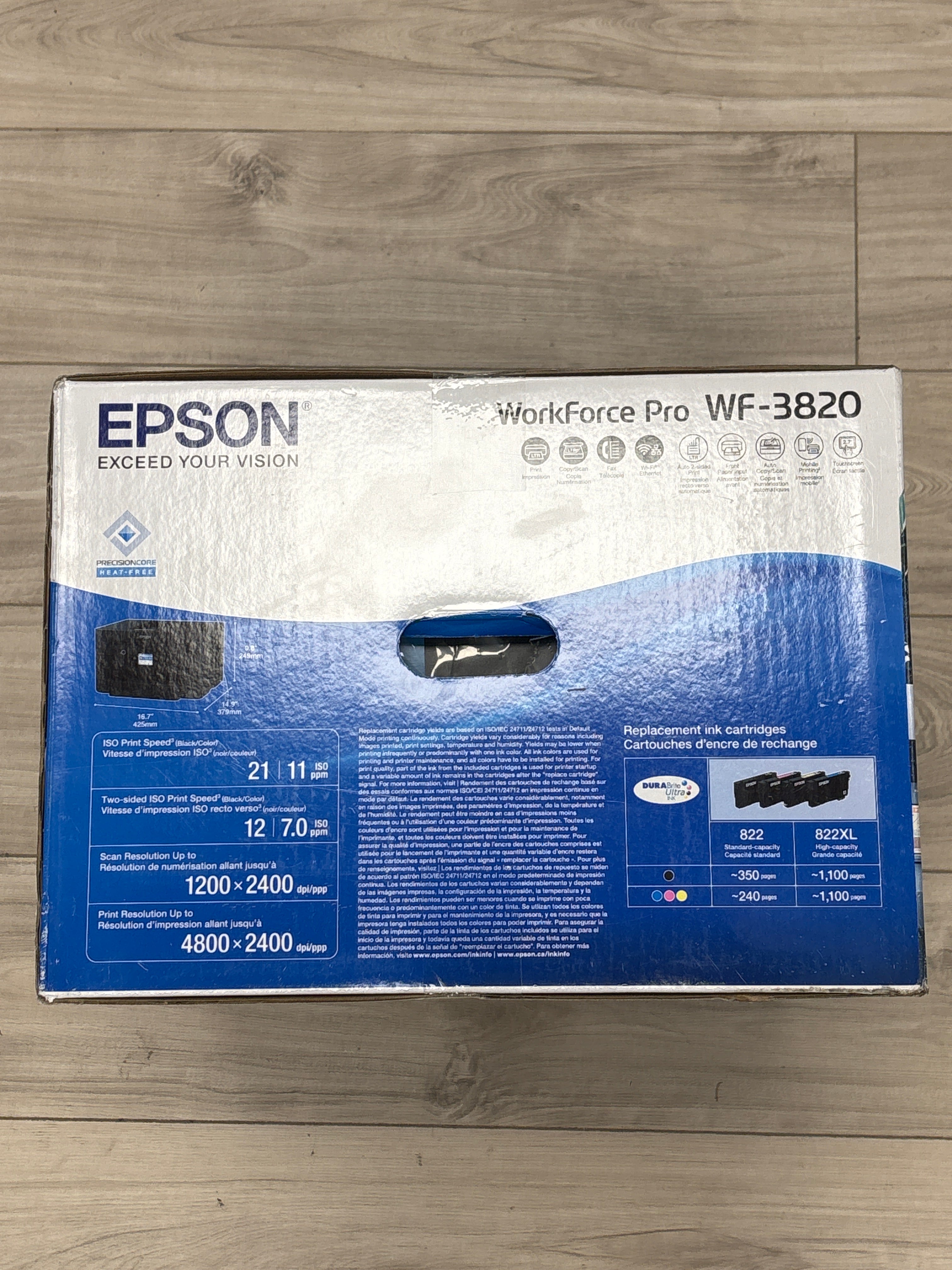 Epson WorkForce Pro WF-3820 Black All-In-One Printer Wireless - New In Box