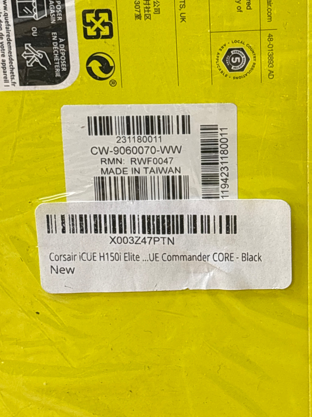 Corsair iCUE H150i Liquid CPU Cooler 120mm Multicolor LED Black - New In Box