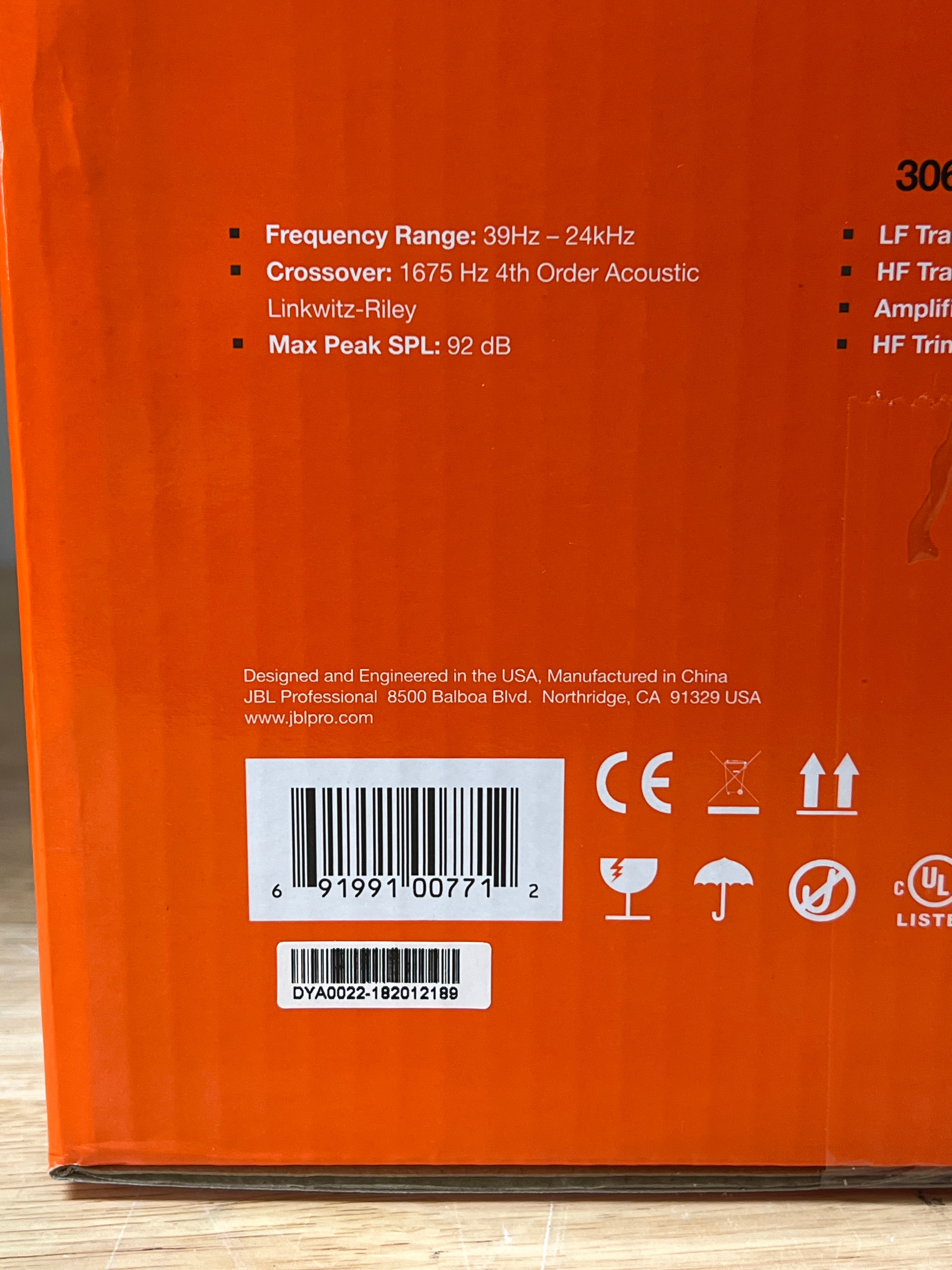 JBL 3 Series 306P MkII Studio Monitor Speaker Black - Open Box
