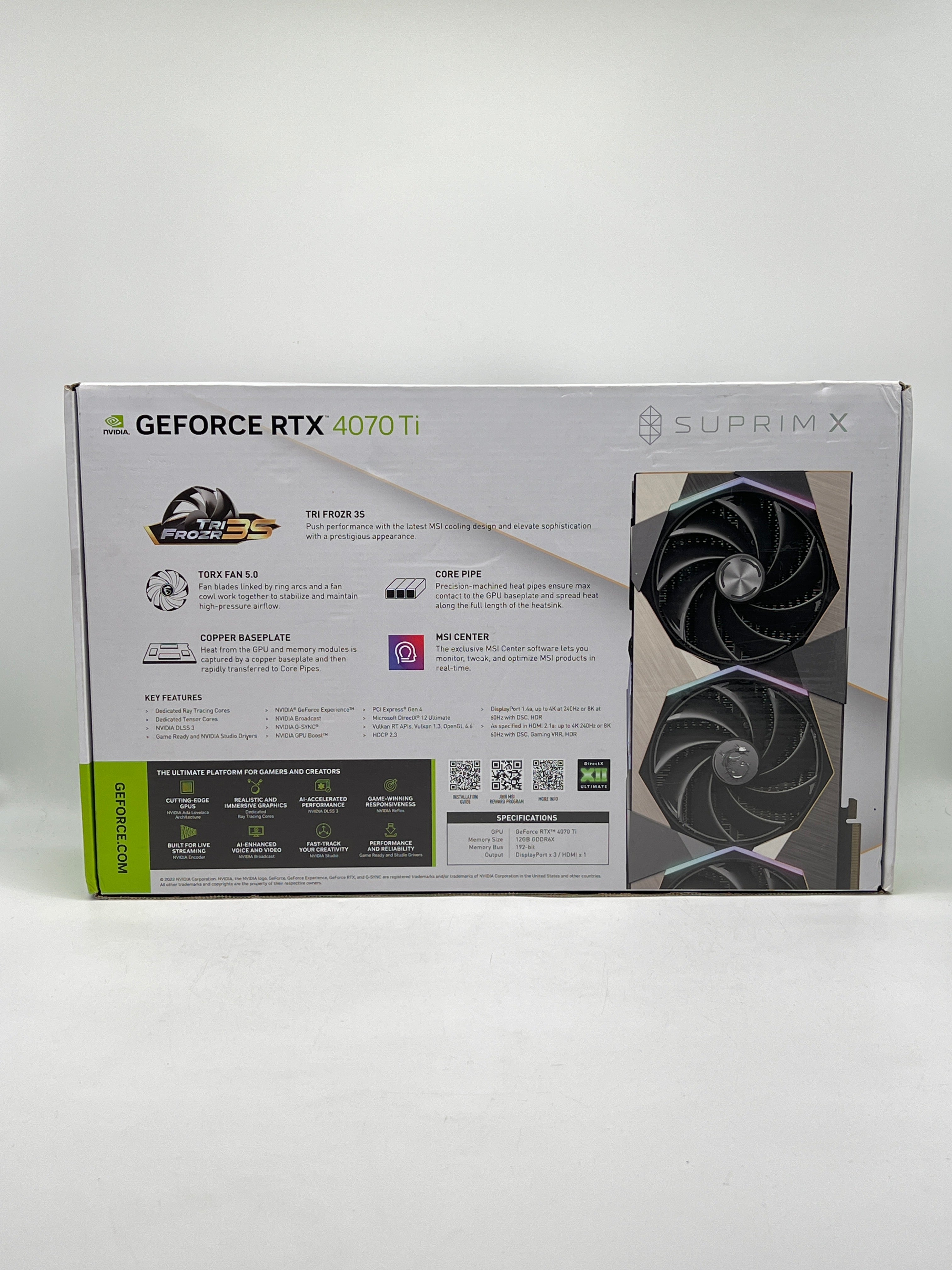 MSI GeForce RTX 4070 Ti SUPRIM X 12GB GDRR6X Graphics Card - Used With Box