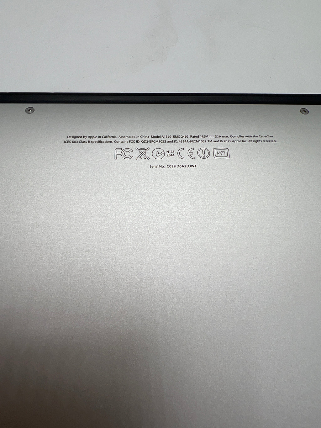 Apple MacBook Air 13" A1369 Core i5 4GB RAM 128GB SSD Silver
