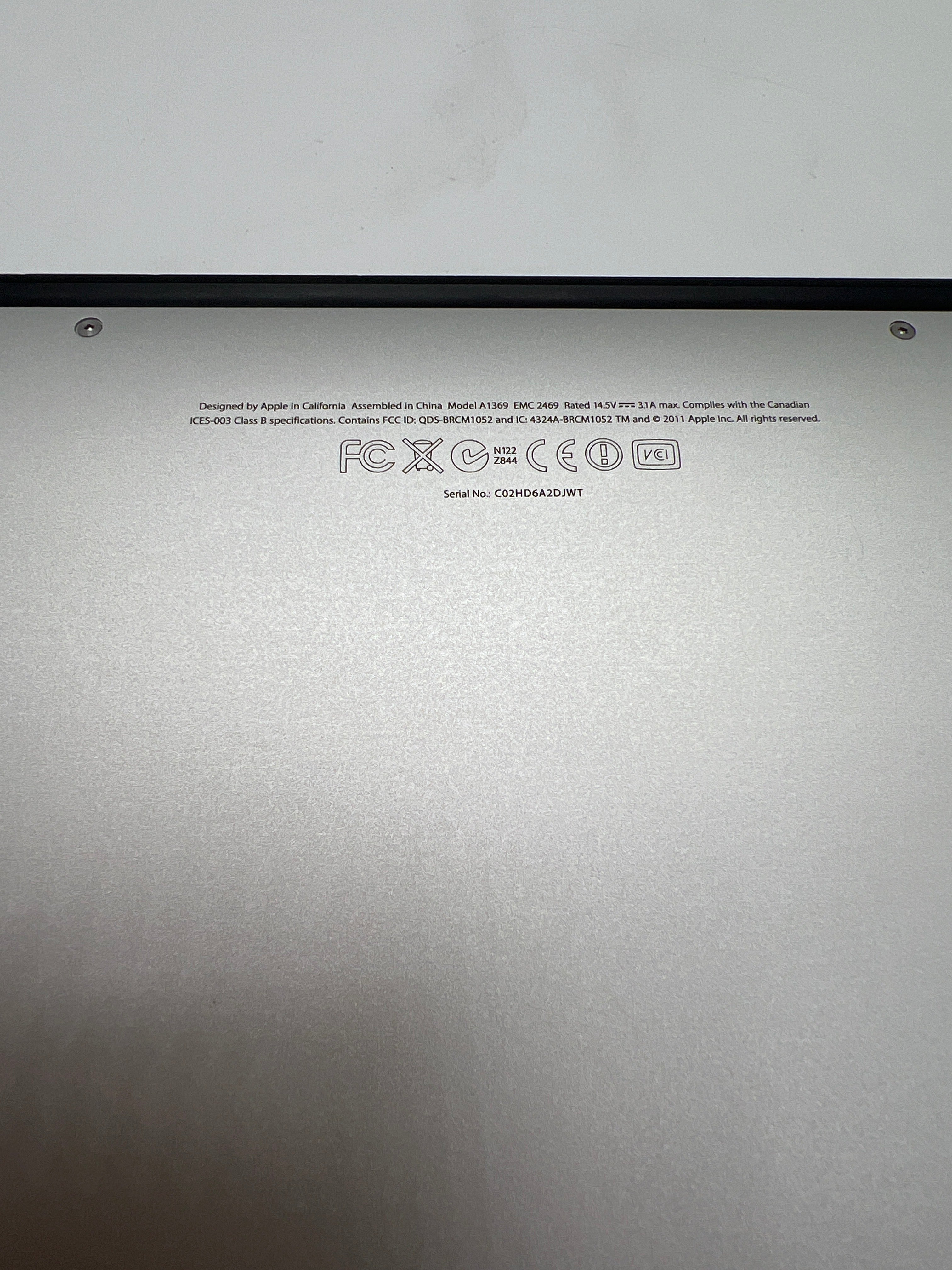 Apple MacBook Air 13" A1369 Core i5 4GB RAM 128GB SSD Silver
