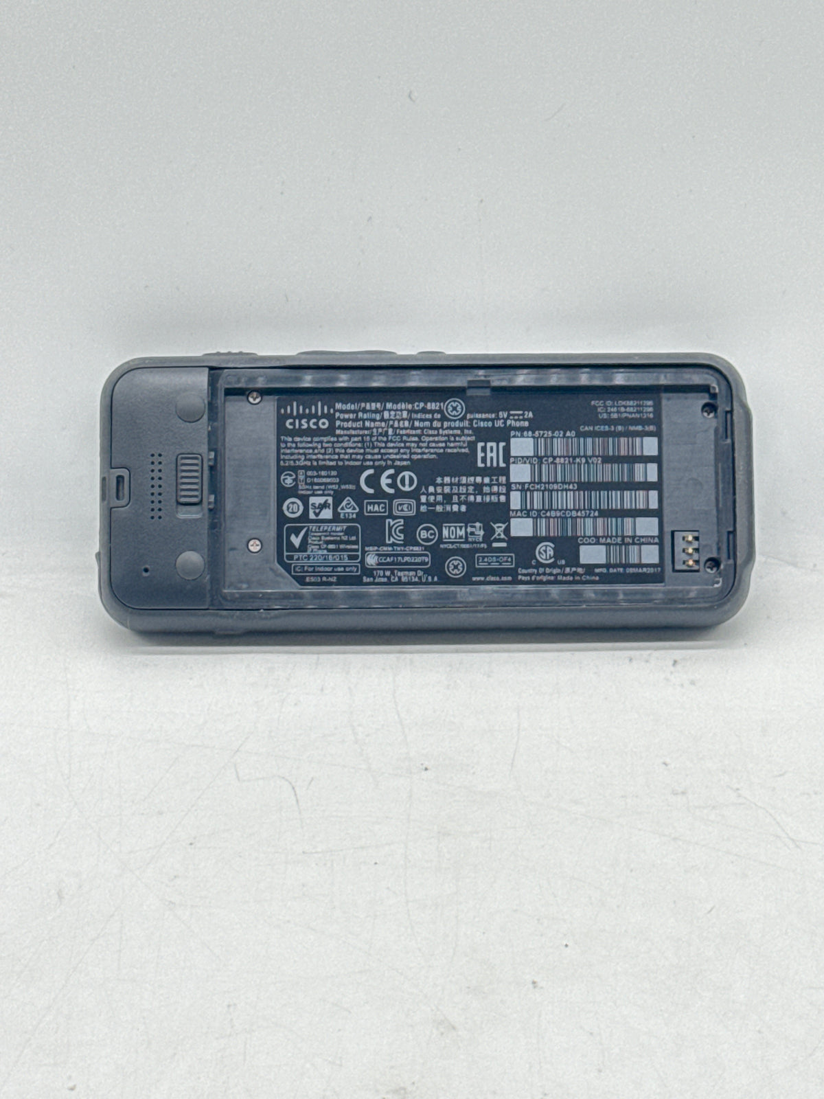 Cisco CP-8821 Wireless IP VoIP Phone Wi-Fi Bluetooth Gray - Used