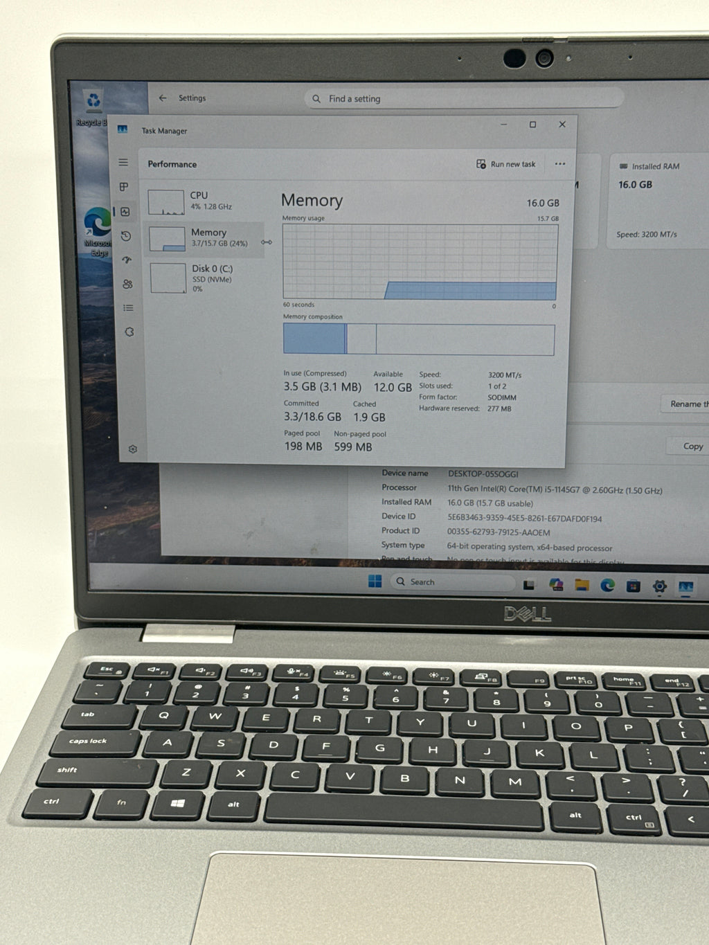 Dell Latitude 5520 15.6in Intel Core i5 16GB RAM 128GB SSD Laptop Used