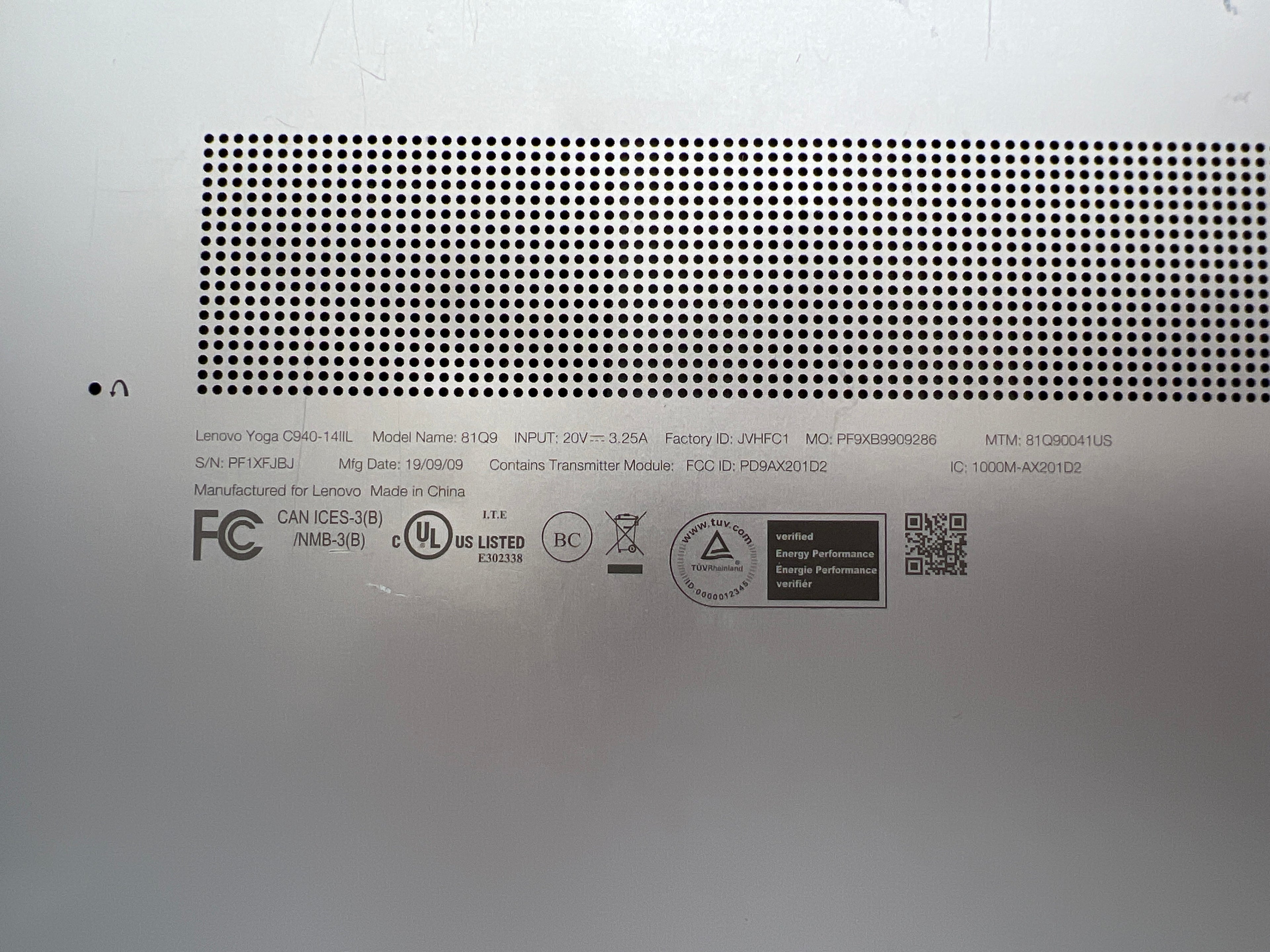 Lenovo Yoga C940-14IIL Core i7-1065G7 16GB RAM 512GB SSD - For Parts (No Power)