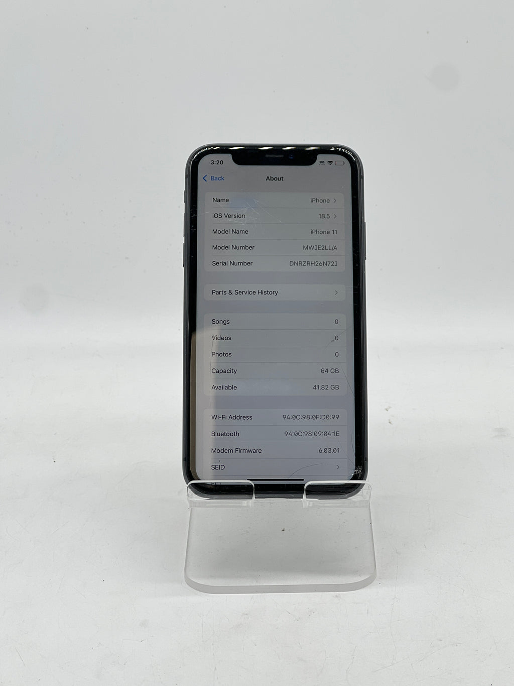 Apple iPhone 11 6.1" 64GB Network Unlocked Black - Front Screen Damage