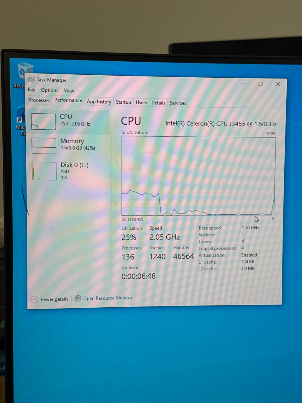Intel NUC6CAYH Mini PC Celeron J3455 4GB RAM 128GB SSD Bare Unit - Used