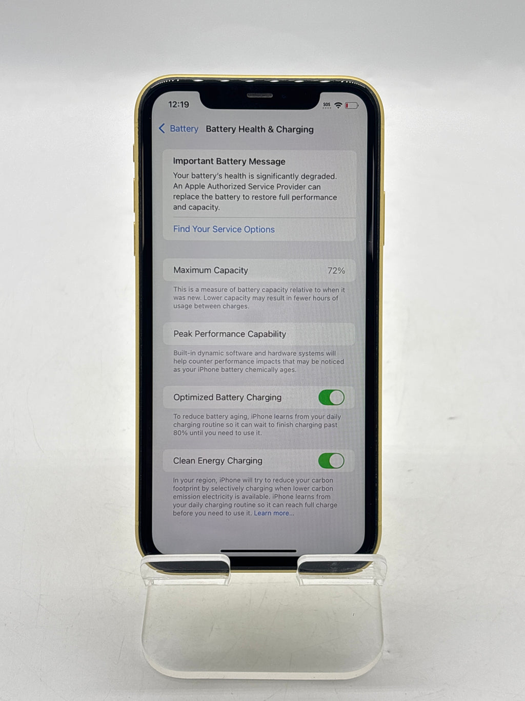 Apple iPhone 11 6.1" 64GB Yellow Unlocked - Service Battery
