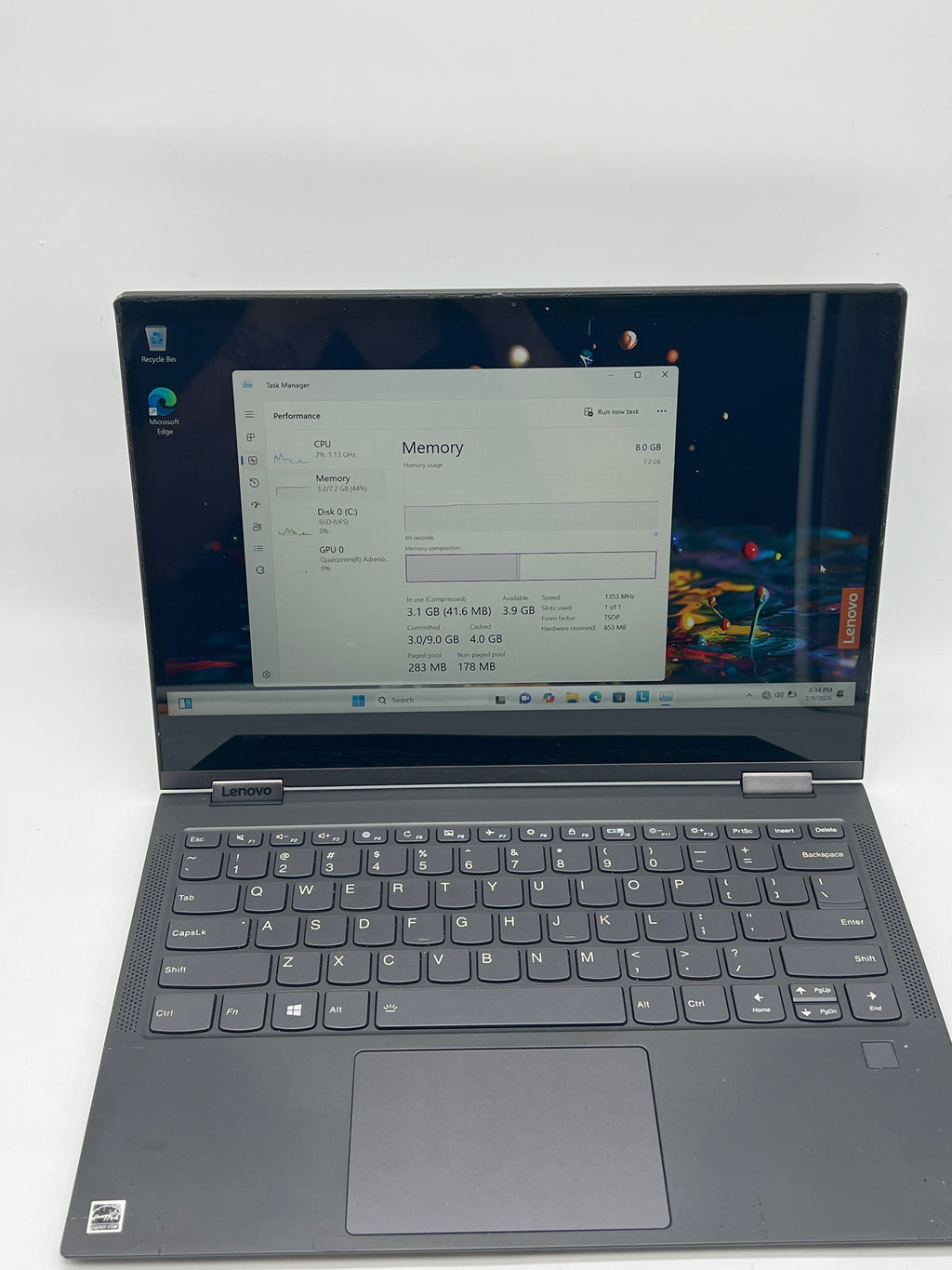 Lenovo Yoga C630-13Q50 Snapdragon 850 8GB RAM 128GB SSD - Used