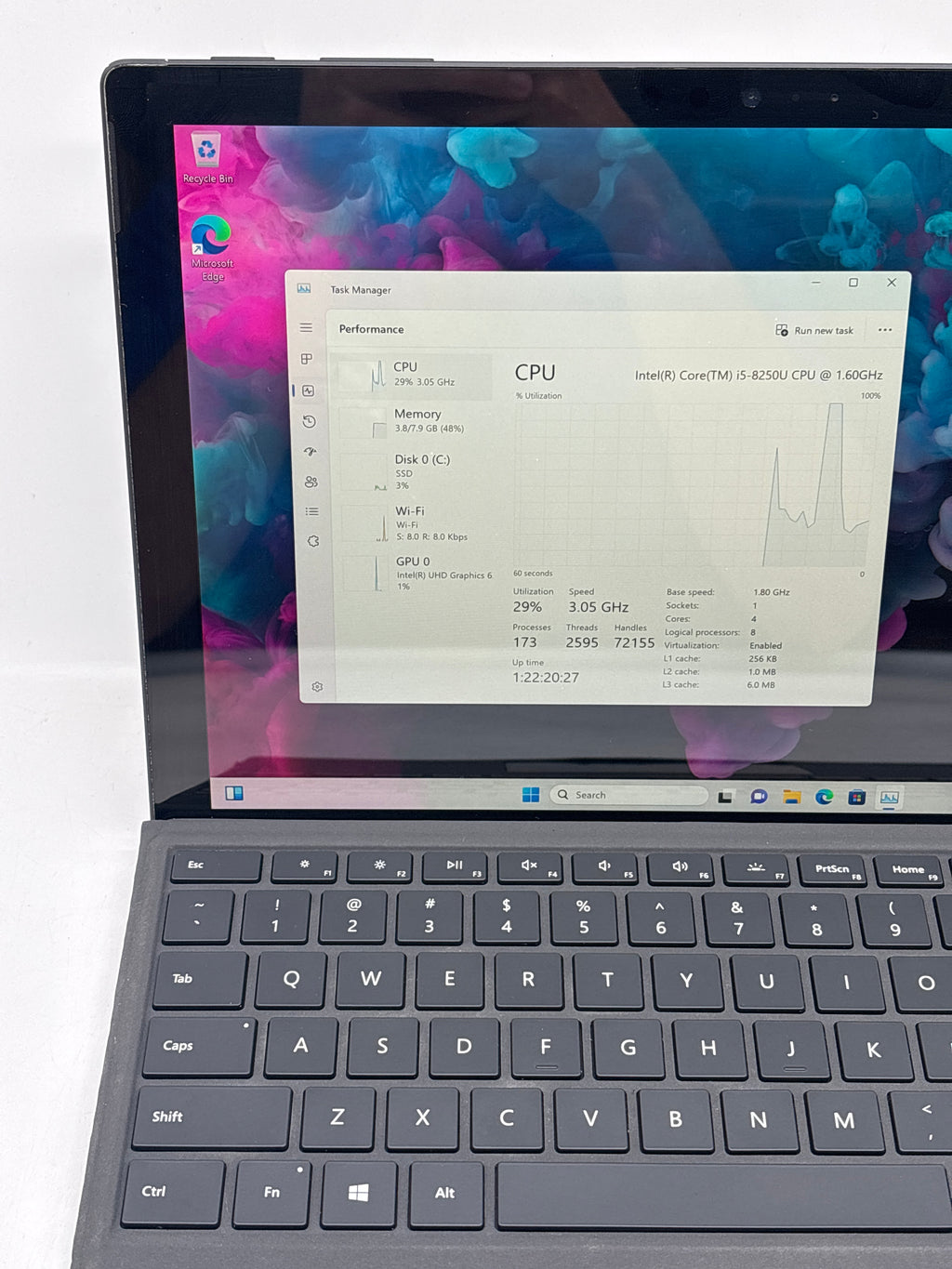 Microsoft Surface Pro 6 1796 12.3" i5-8250U 8GB RAM 256GB SSD Wi-Fi - Used