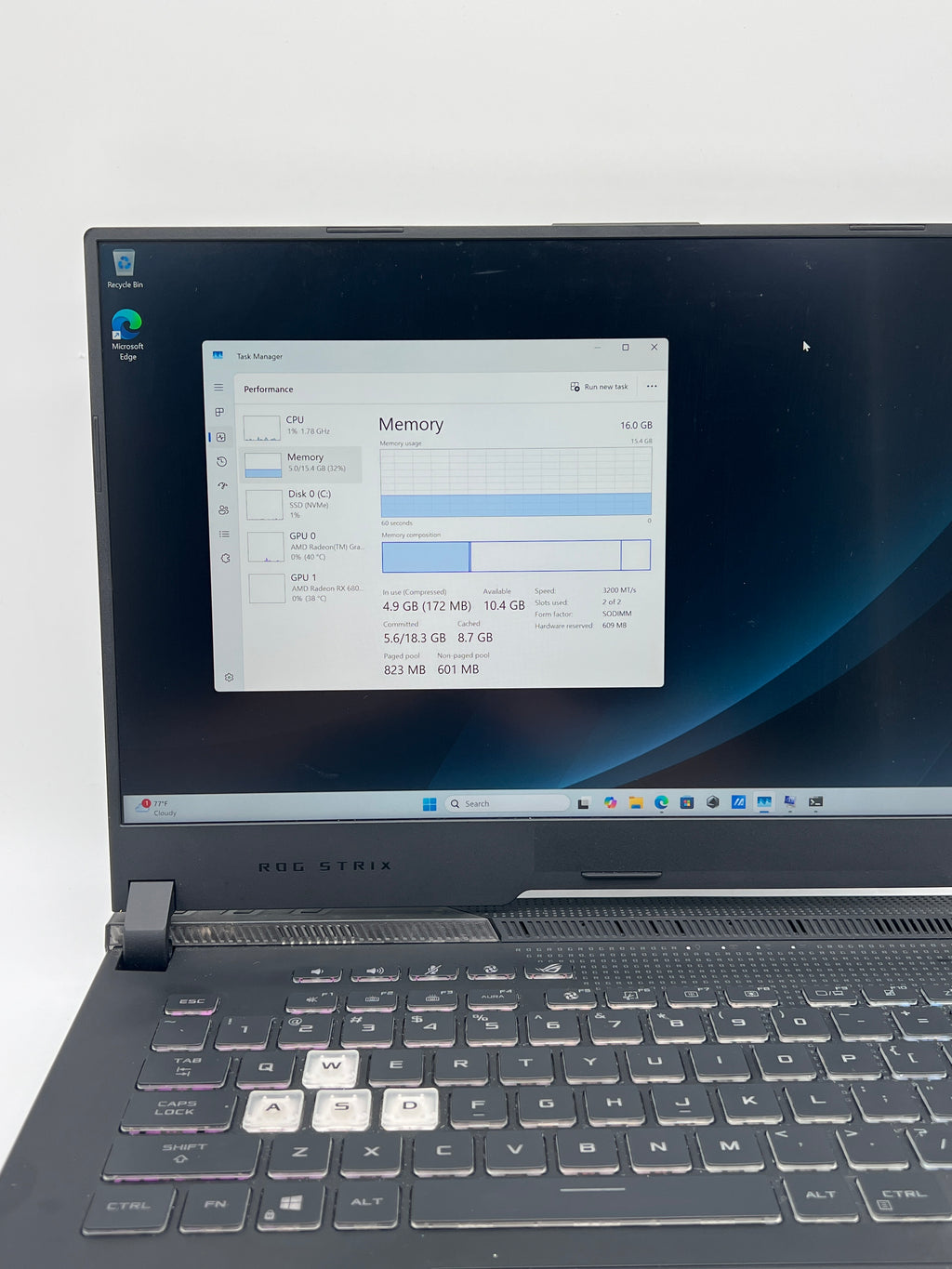 Asus ROG Strix G513QY Ryzen 9 5980HX 16GB RAM 512GB SSD Radeon RX 6800M - Used