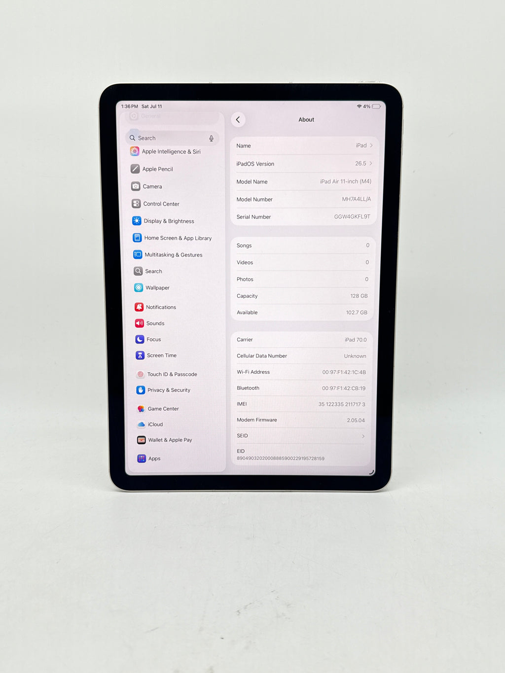 Apple iPad Air 11" M4 A3460 128GB Wi-Fi Cellular Unlocked - Used