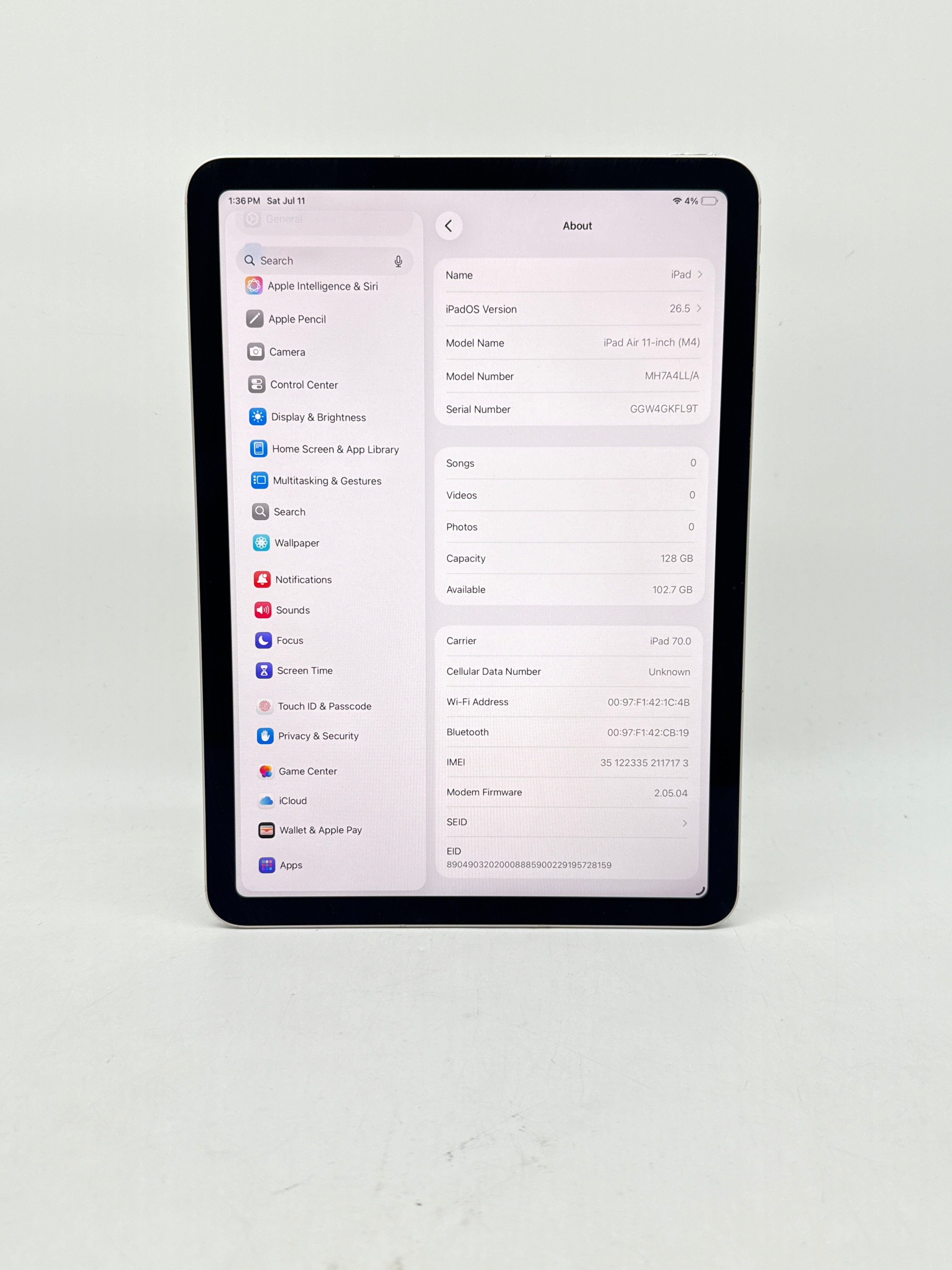 Apple iPad Air 11" M4 A3460 128GB Wi-Fi Cellular Unlocked - Used