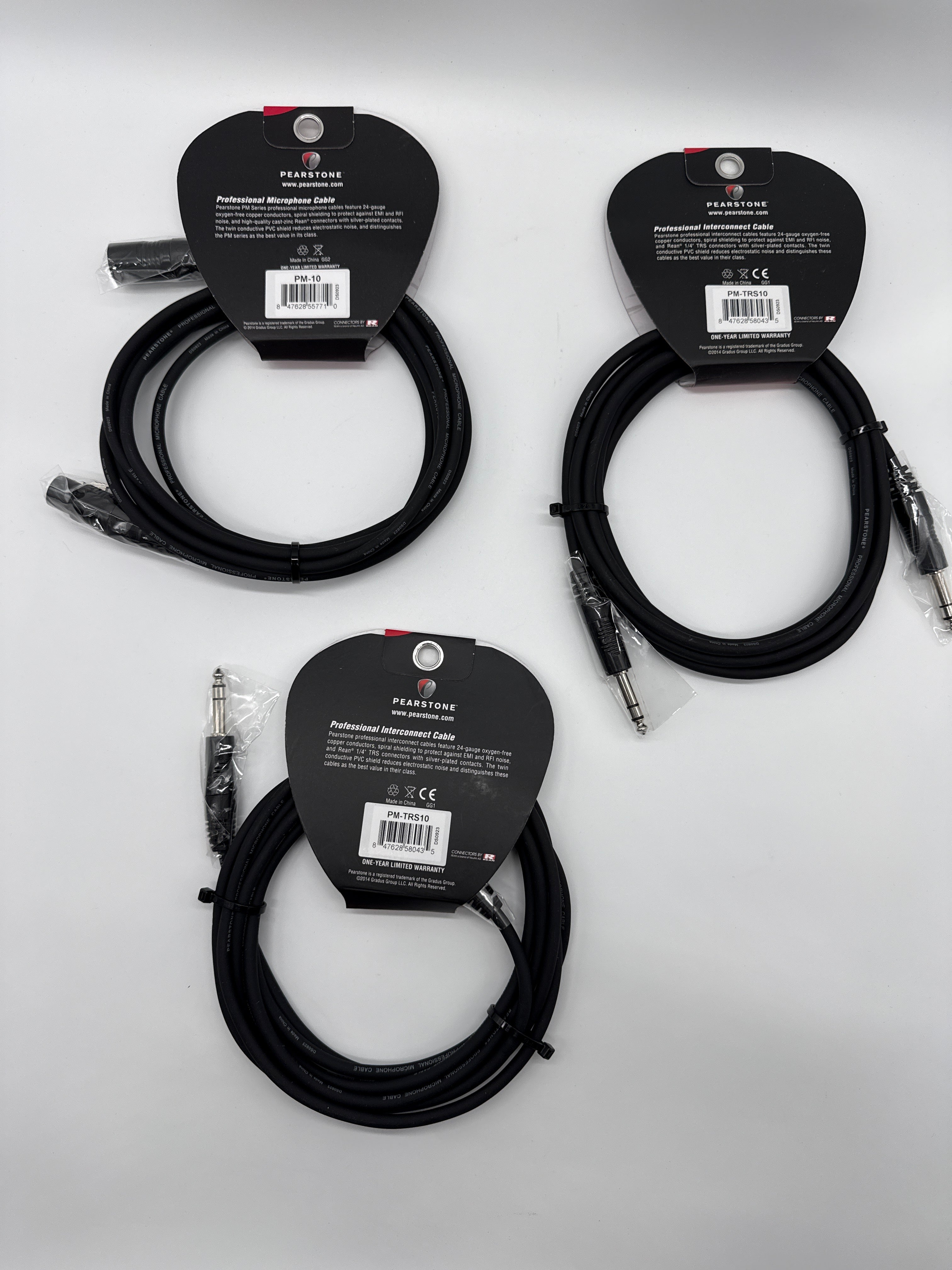Lot of 3 – Pearstone Professional Cables (Brand New)